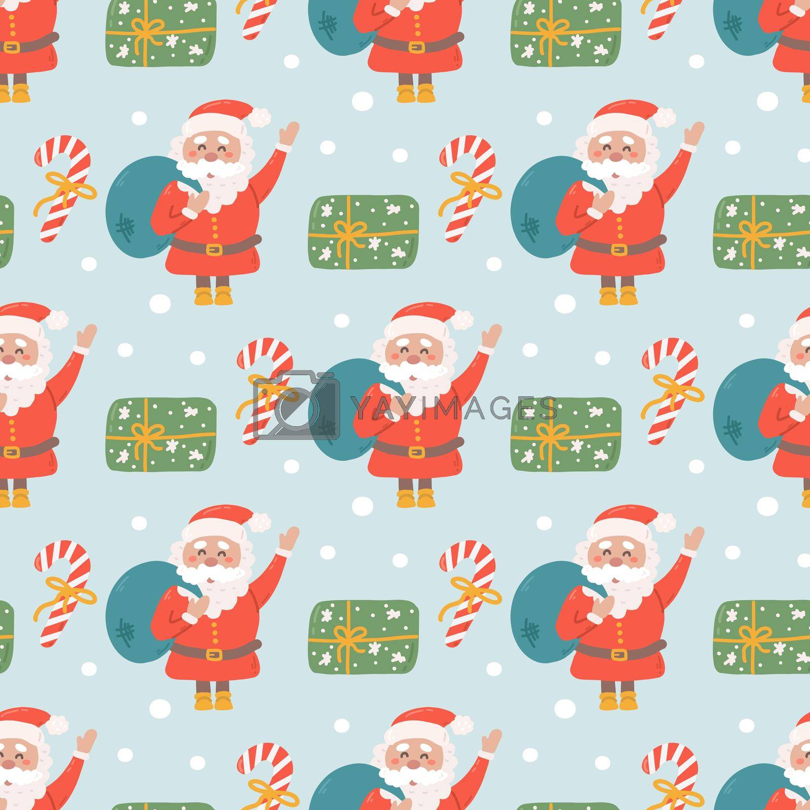 Royalty free image of Santa with gifts and sweets, vector seamless Christmas pattern by vetriciya_art