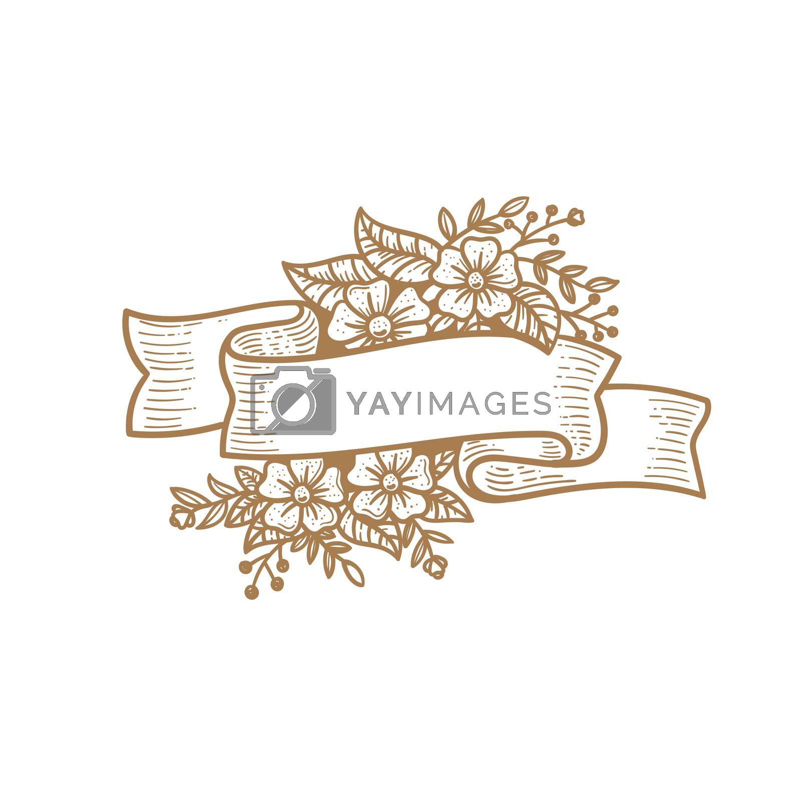 Royalty free image of Vintage hand drawn romantic Floral Ribbon by krustovin