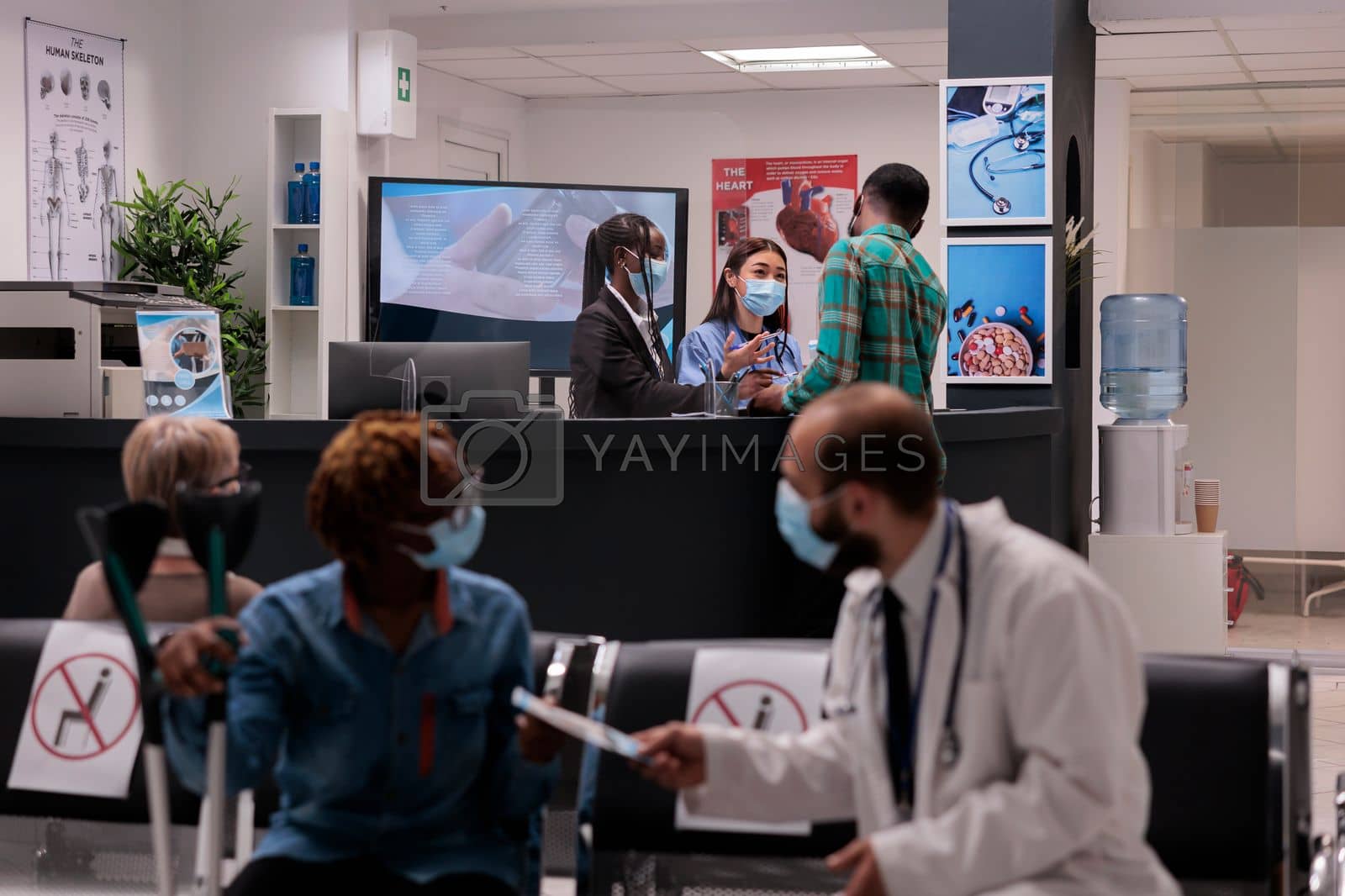 Royalty free image of Medical clinic lobby during covid pandemic by DCStudio