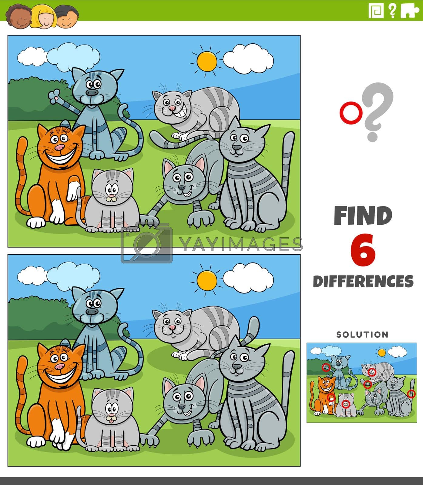 Royalty free image of differences task with cartoon cats animal characters by izakowski