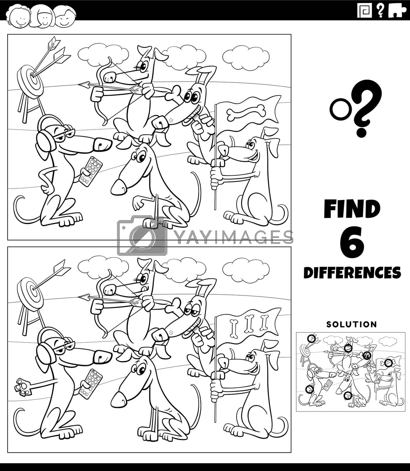 Royalty free image of differences game with cartoon dogs coloring page by izakowski