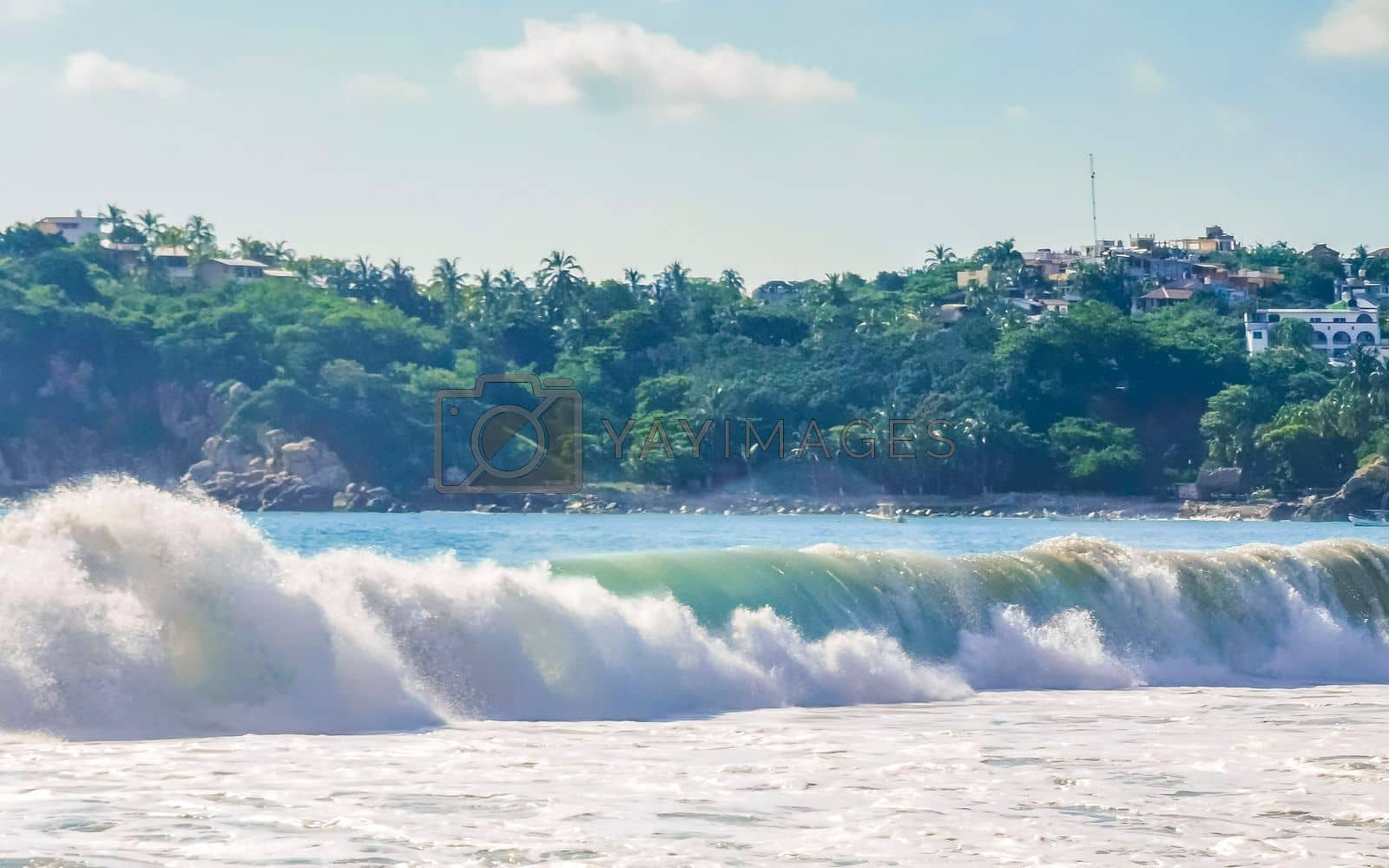 Royalty free image of Extremely huge big surfer waves at beach Puerto Escondido Mexico. by Arkadij