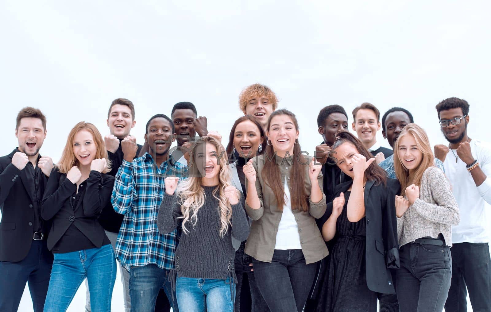 Royalty free image of full length . a group of happy young people standing together by asdf