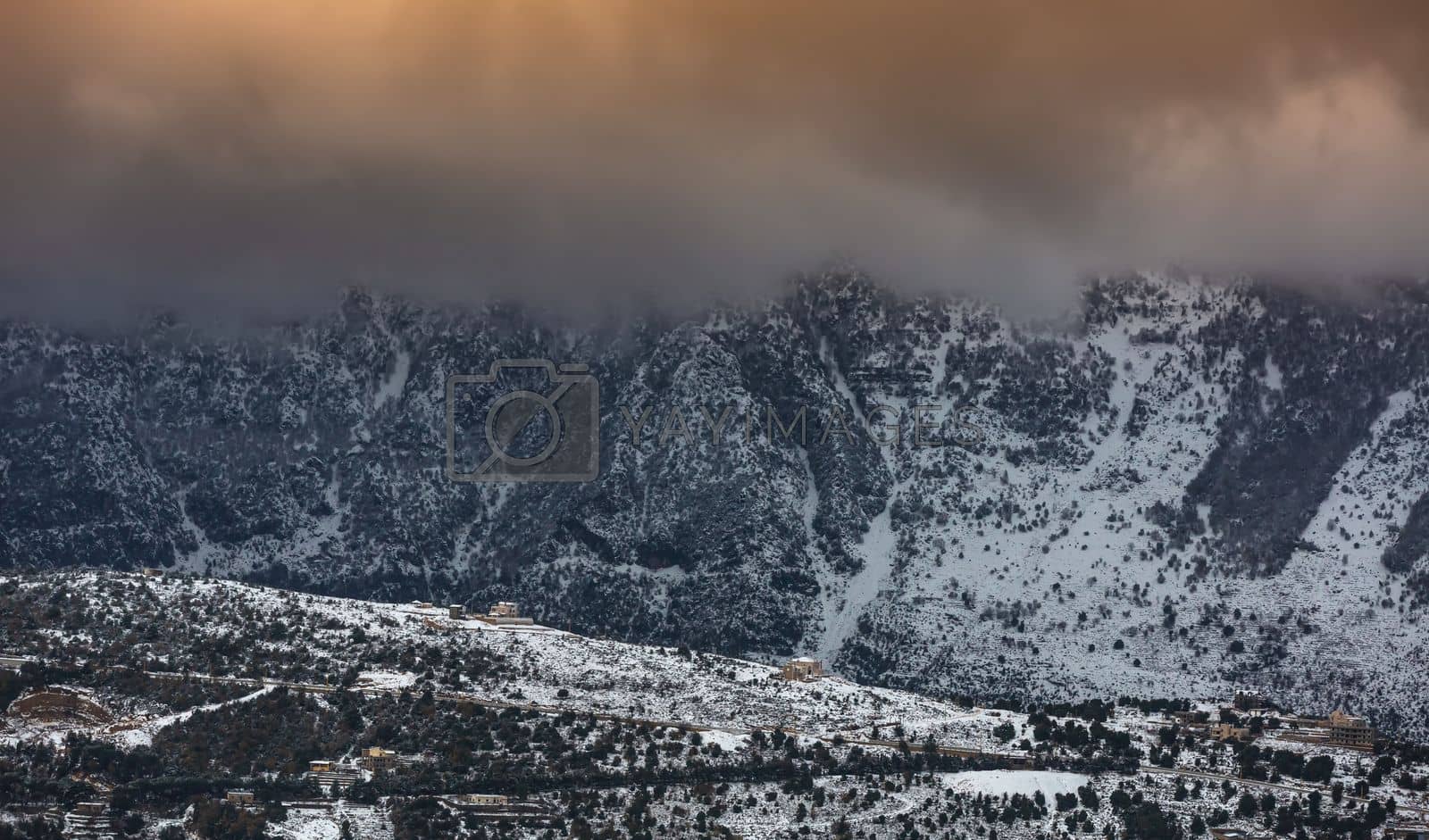 Royalty free image of Peaceful Winter Mountains of Lebanon by Anna_Omelchenko
