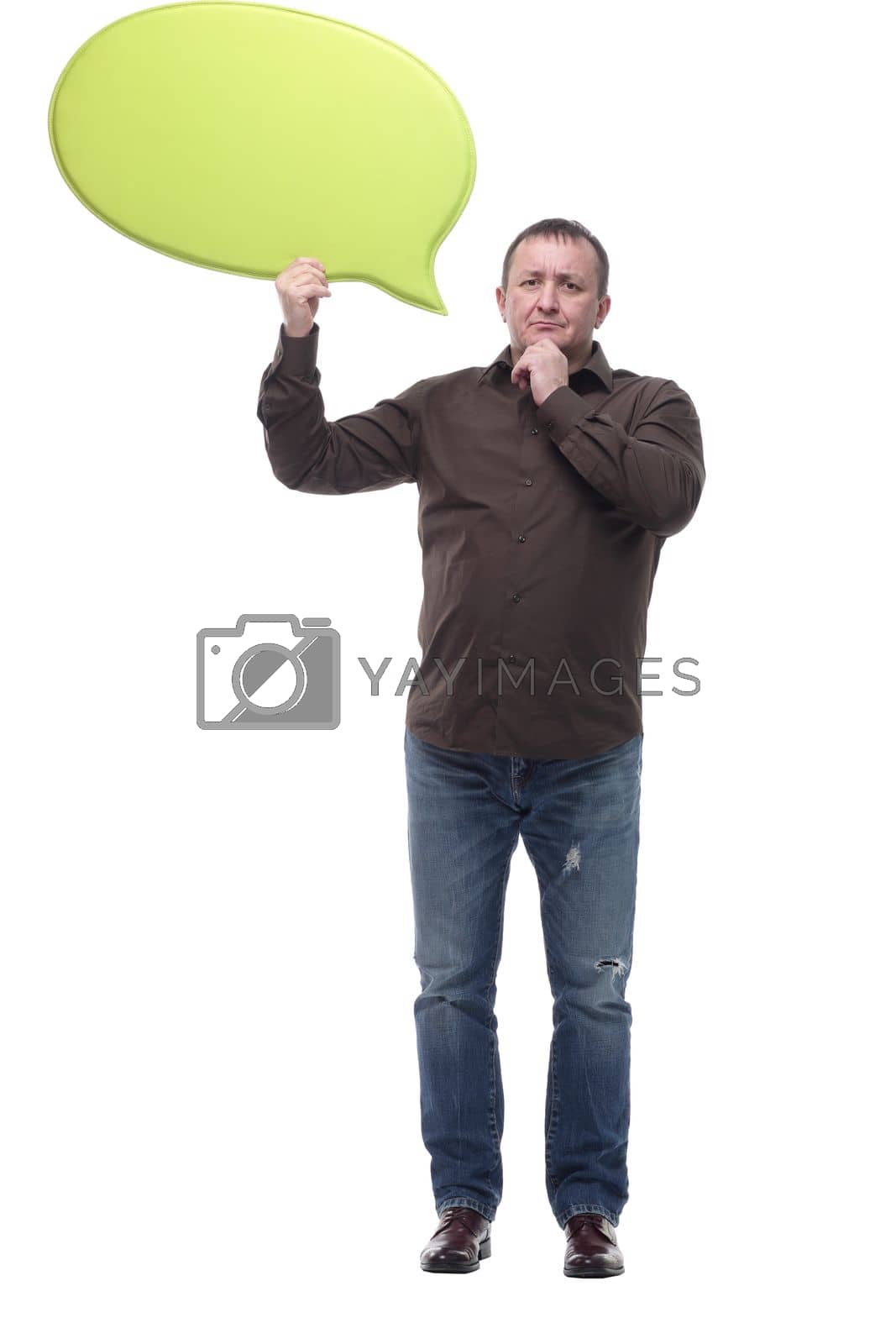 Royalty free image of in full growth. mature man with a speech bubble . by asdf