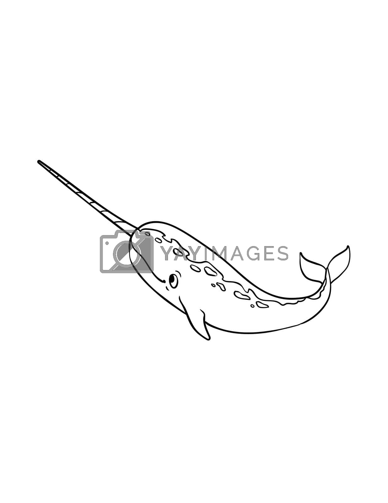 Royalty free image of Narwhal Isolated Coloring Page for Kids by abbydesign