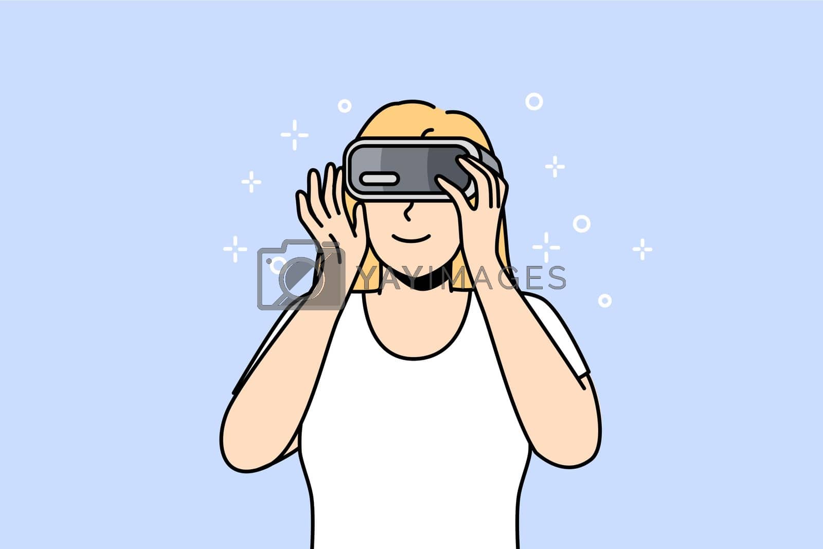 Royalty free image of Woman in VR glasses enjoy modern technology by VECTORIUM
