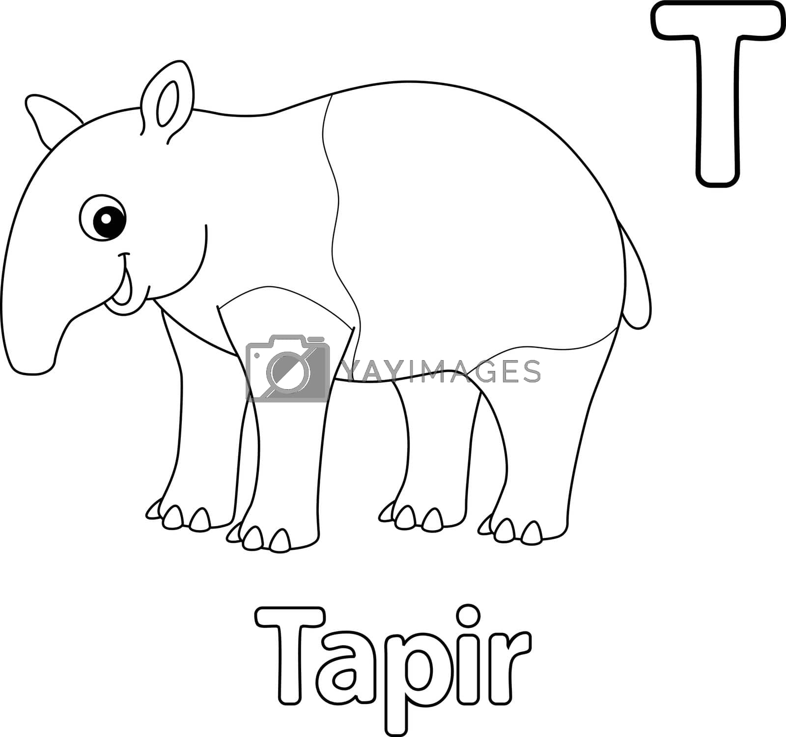 Royalty free image of Tapir Animal Alphabet ABC Isolated Coloring Page T by abbydesign