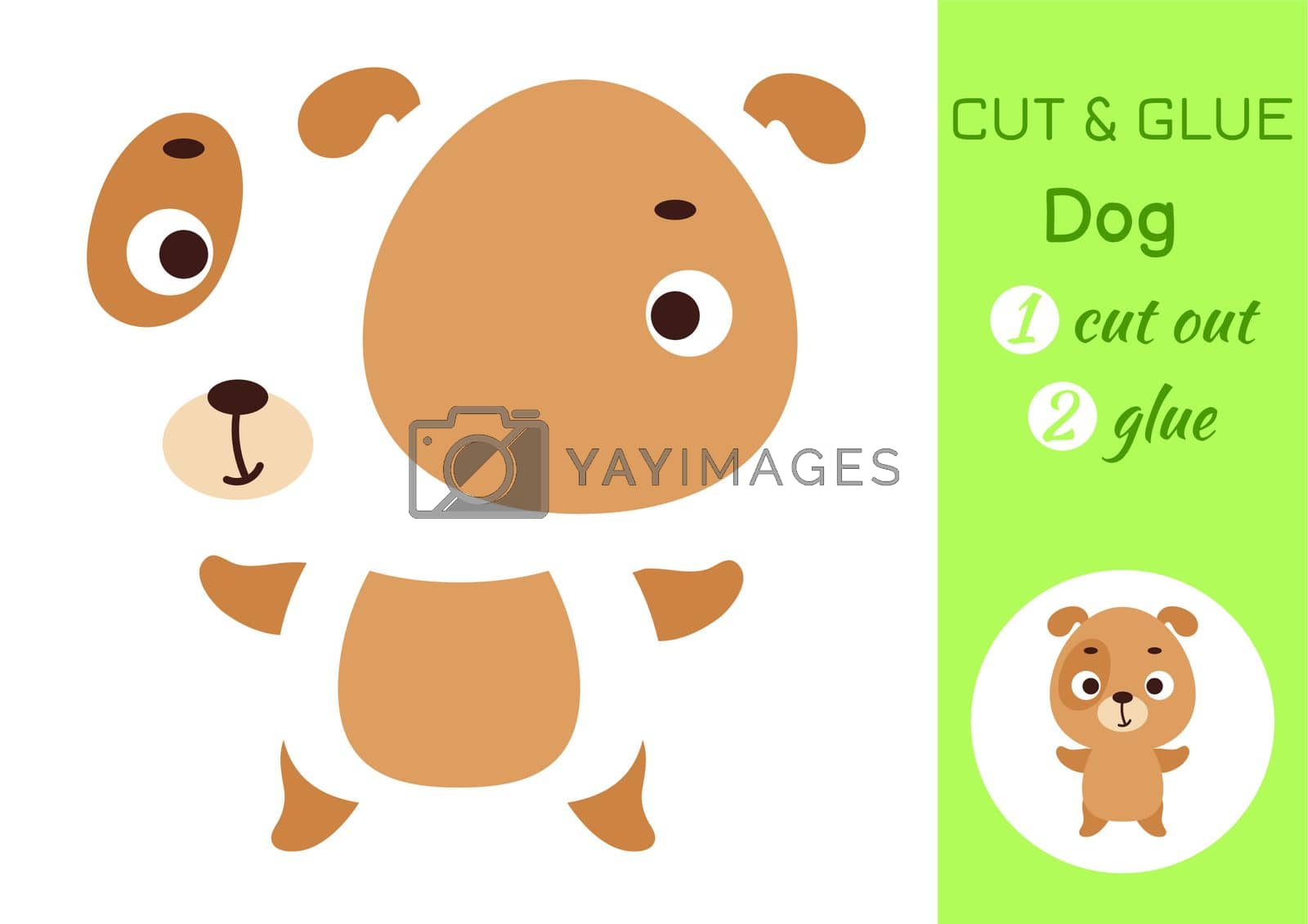 Royalty free image of Cut and glue paper little dog. Kids crafts activity page. Educational game for preschool children. DIY worksheet. Kids art game and activities jigsaw. Vector stock illustration by Melnyk