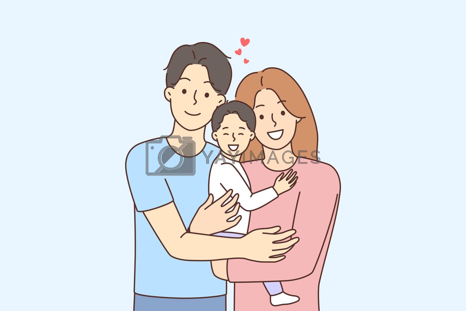 Royalty free image of Happy family with baby in hands by Vasilyeu