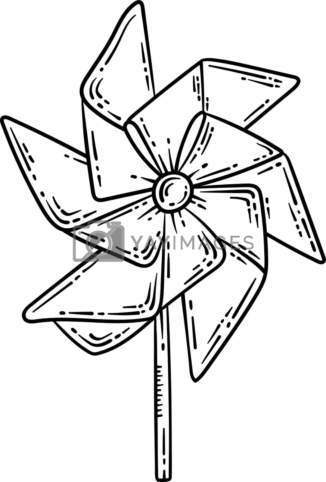 Royalty free image of Paper Windmill Spring Coloring Page for Adults by abbydesign