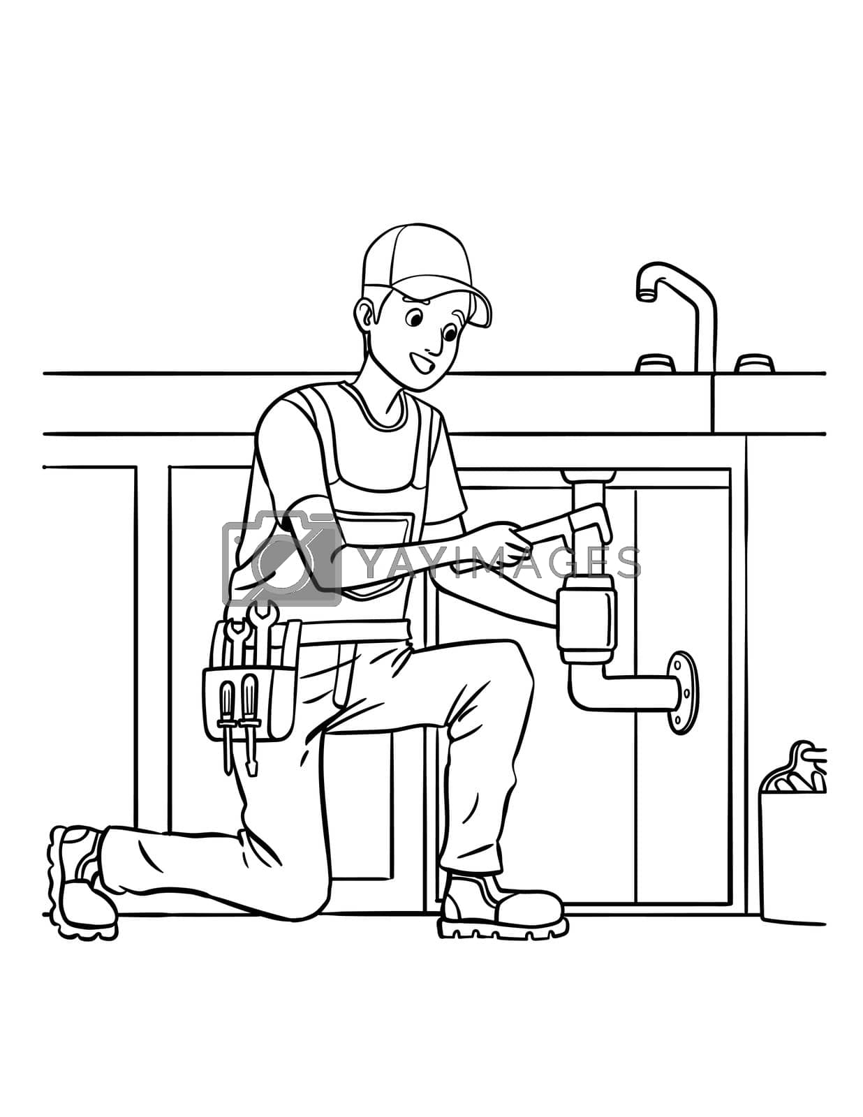 Royalty free image of Plumber Isolated Coloring Page for Kids by abbydesign