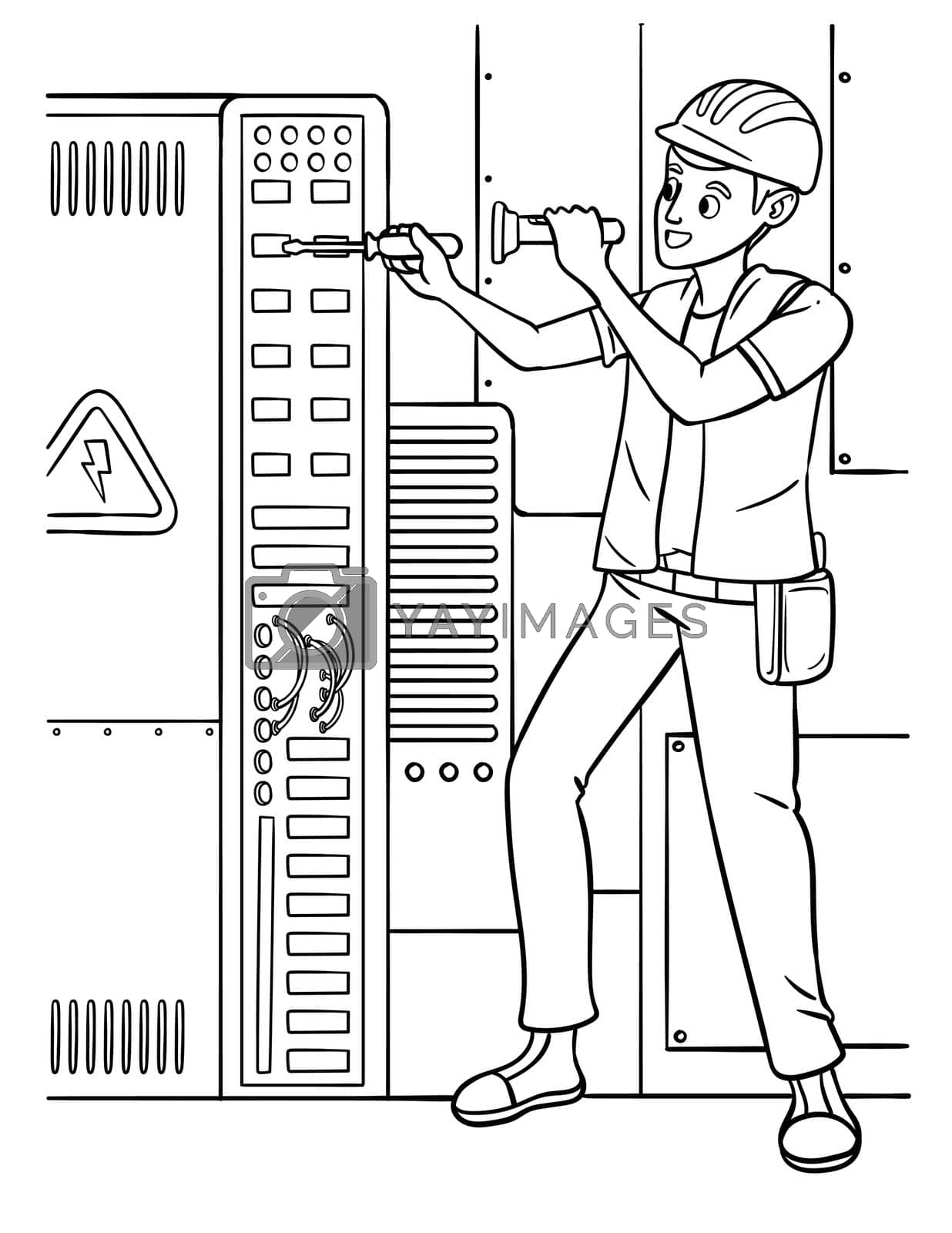 Royalty free image of Electrician Coloring Page for Kids by abbydesign
