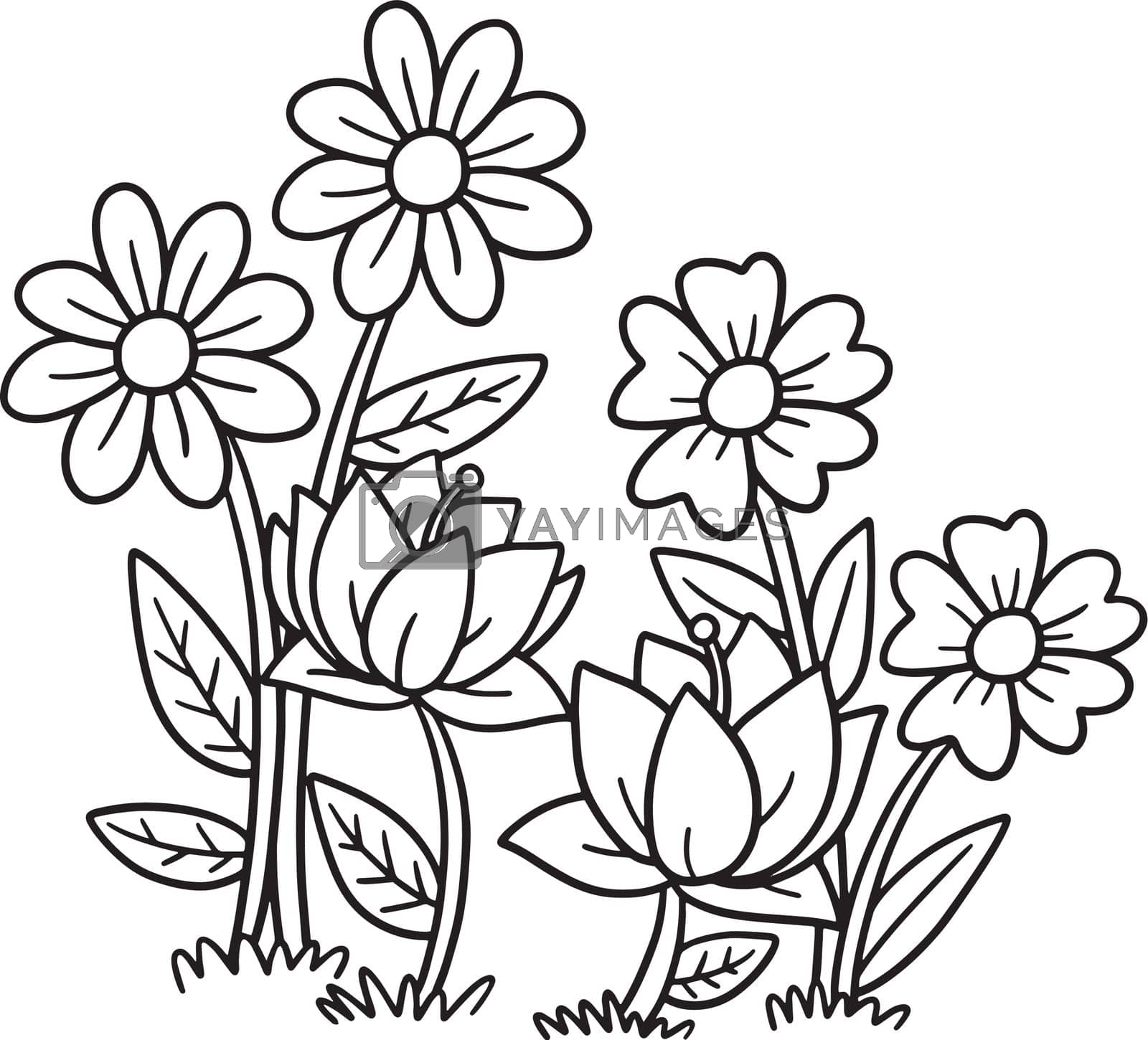 Royalty free image of Spring Flower Isolated Coloring Page for Kids by abbydesign