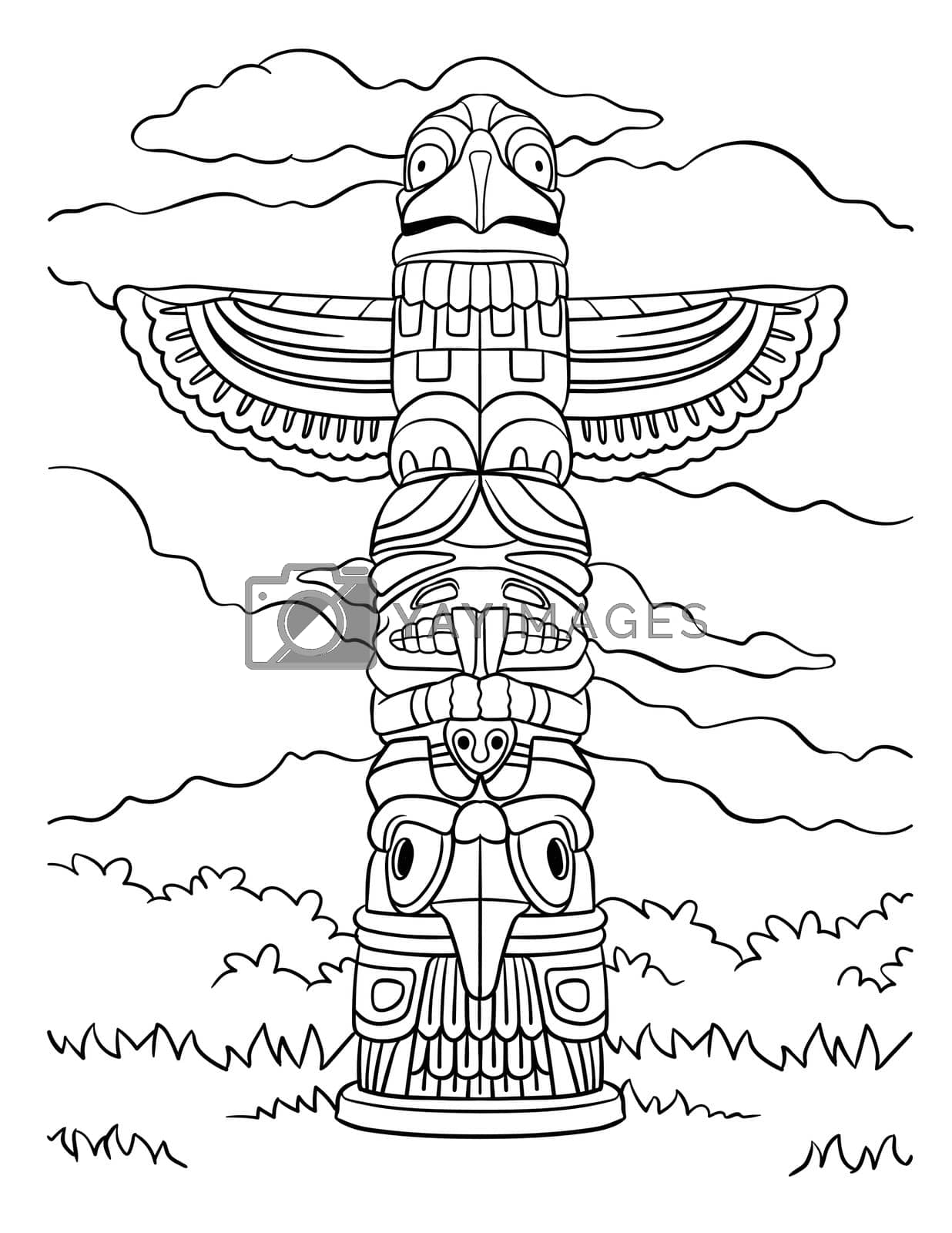 Royalty free image of Native American Indian Totem Coloring Page by abbydesign