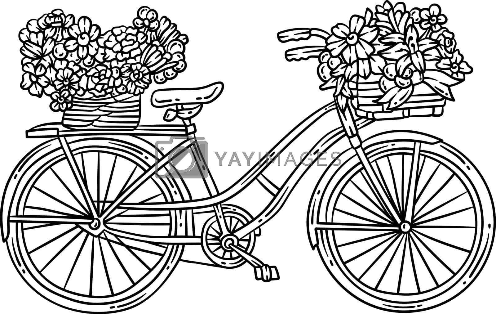 Royalty free image of Bicycle Flowers Spring Coloring Page for Adults by abbydesign