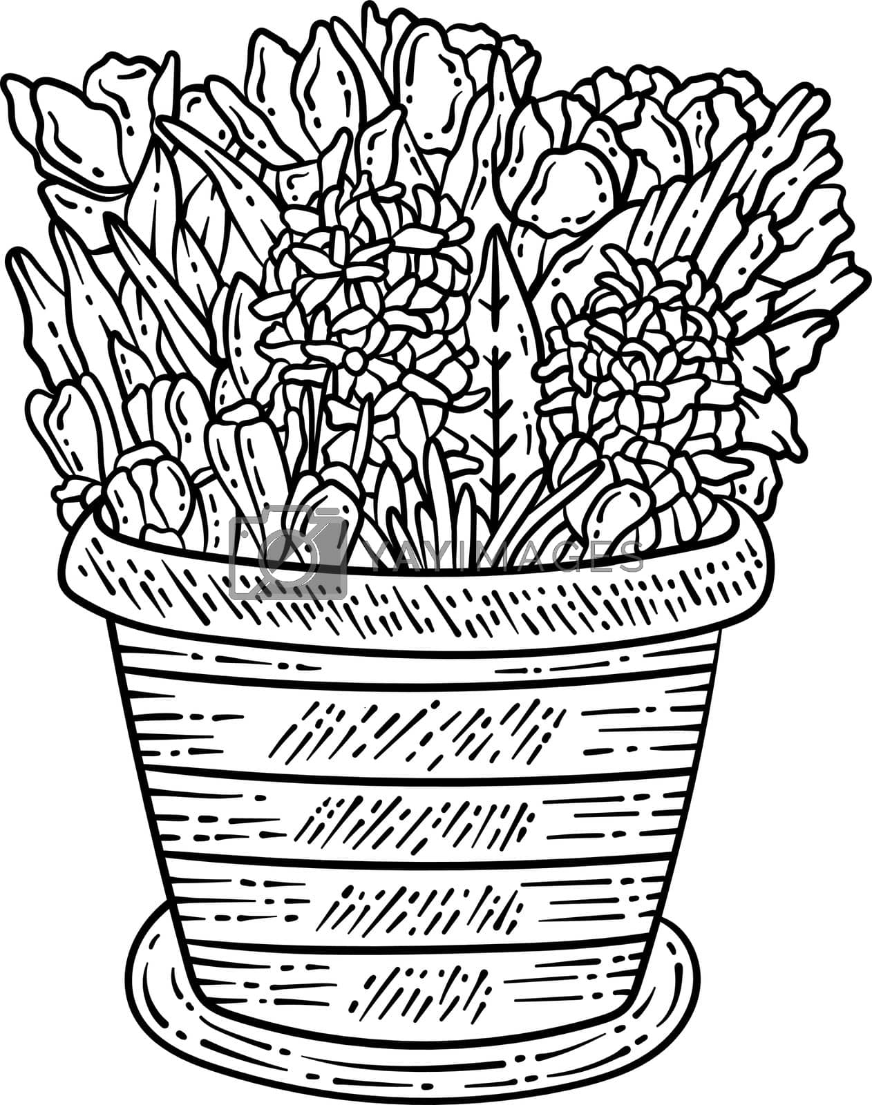 Royalty free image of Flower Pot Spring Coloring Page for Adults by abbydesign
