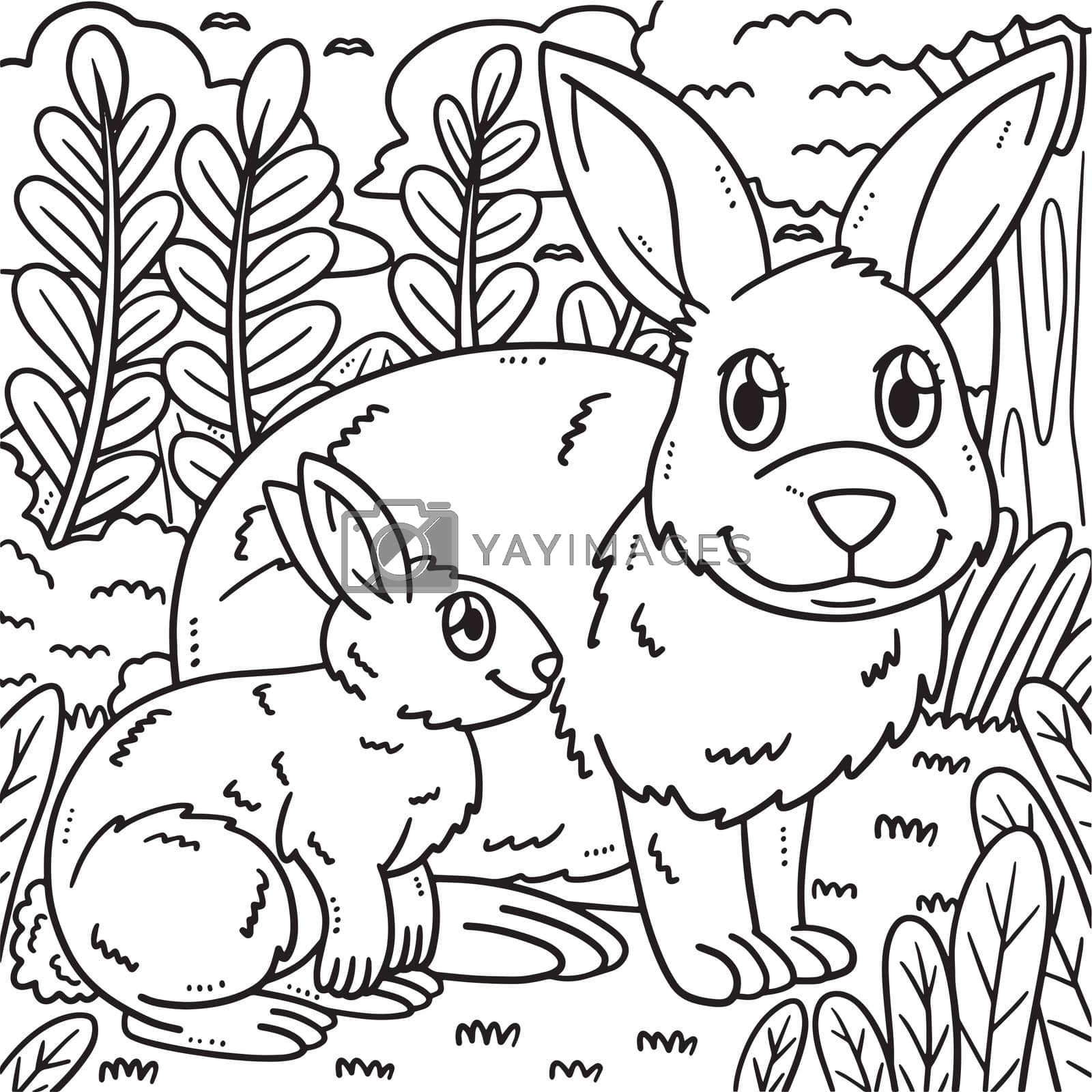 Royalty free image of Mother Rabbit and Baby Rabbit Coloring Page by abbydesign