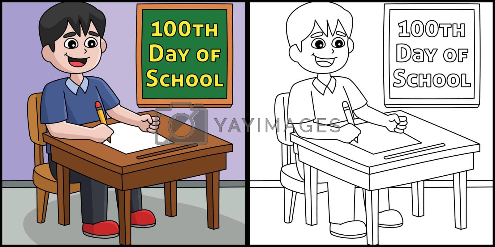Royalty free image of 100th Day Of School Student Writing Illustration by abbydesign