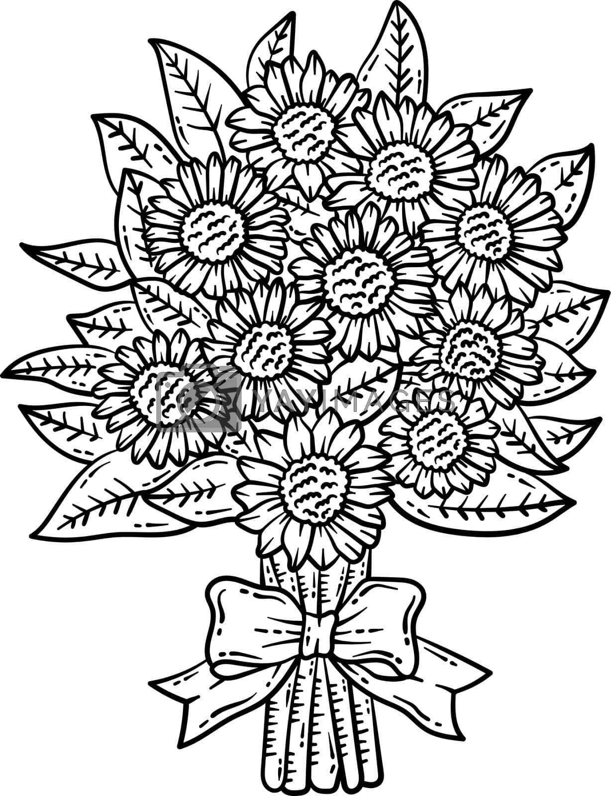 Royalty free image of Sunflower Bouquet Spring Coloring Page for Adults by abbydesign
