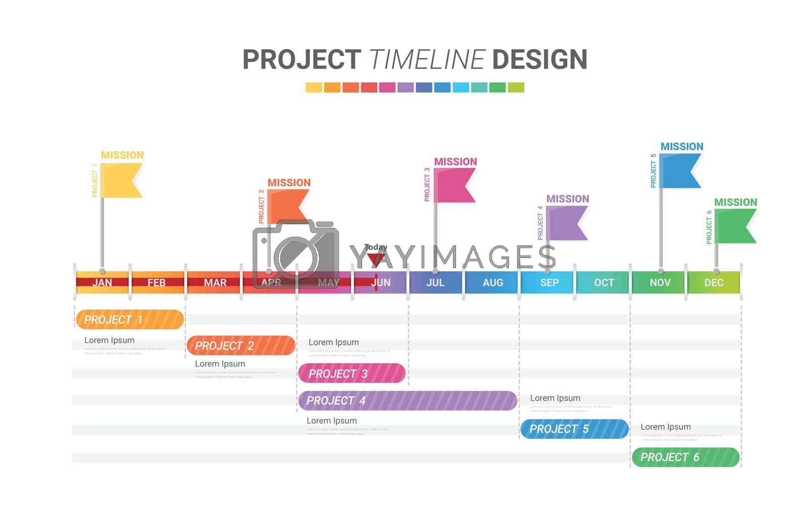 Royalty free image of Project time plan business template with 4 project tasks in year or 12 months. Easy to use for your website or presentation. by Auchara