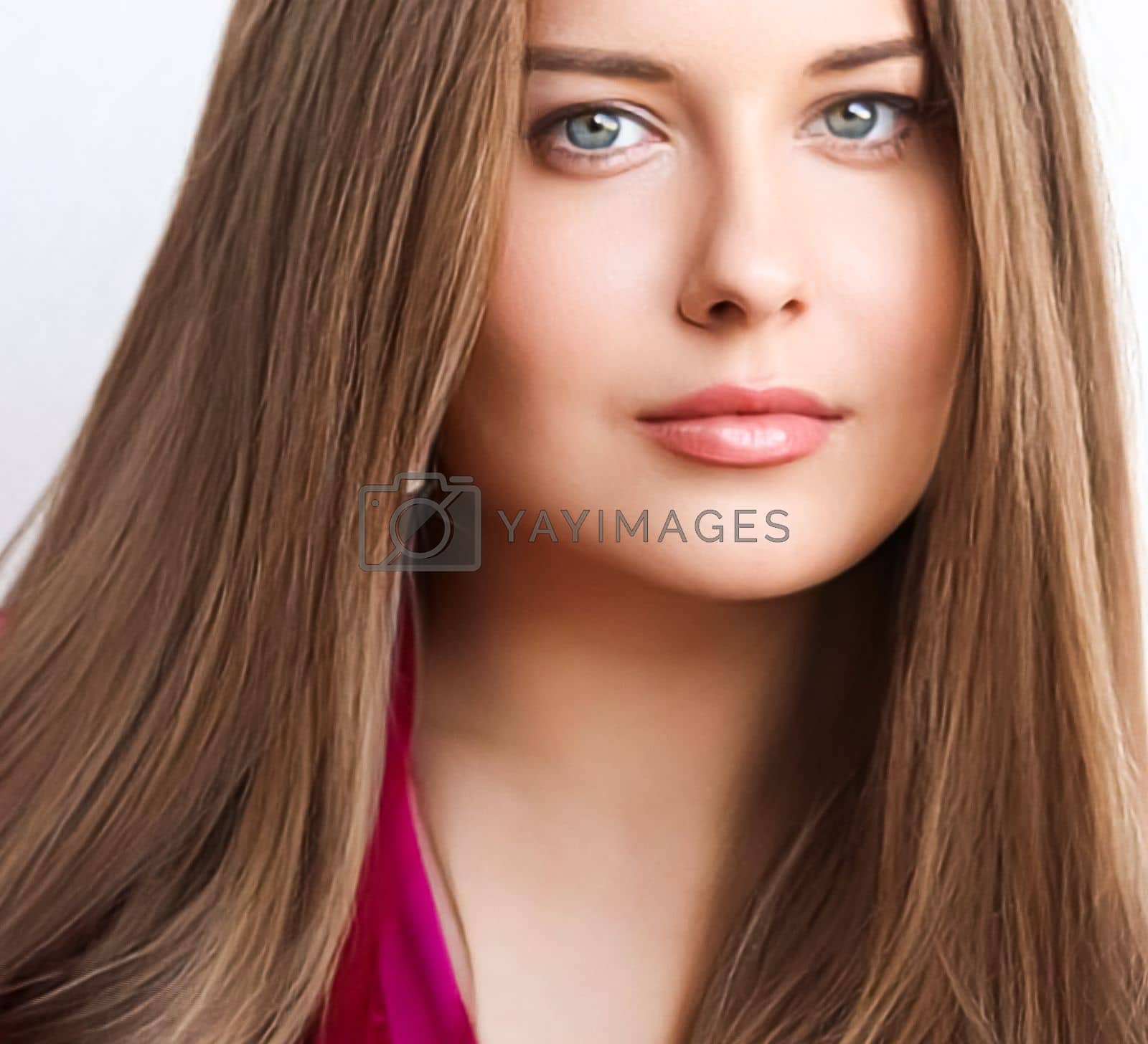 Royalty free image of Hairstyle, beauty and hair care, beautiful woman with long natural brown hair, glamour portrait for hair salon and haircare by Anneleven