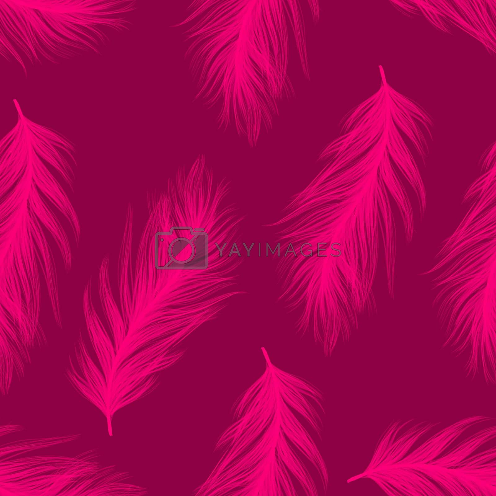 Royalty free image of feathers seamless pattern. A chic pattern of feathers on a magenta background. by annatarankova