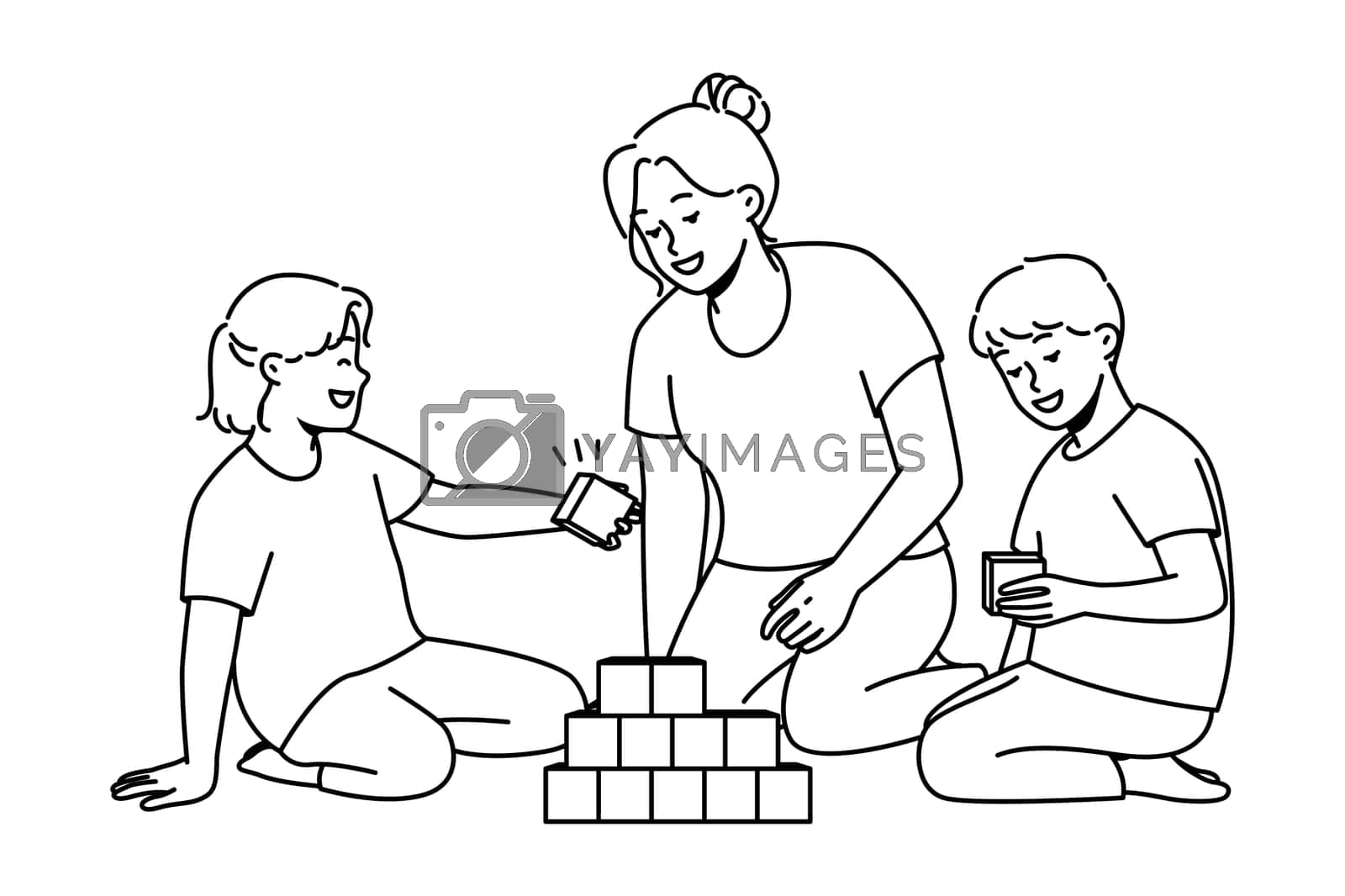 Royalty free image of Caring mother play with children at home by VECTORIUM