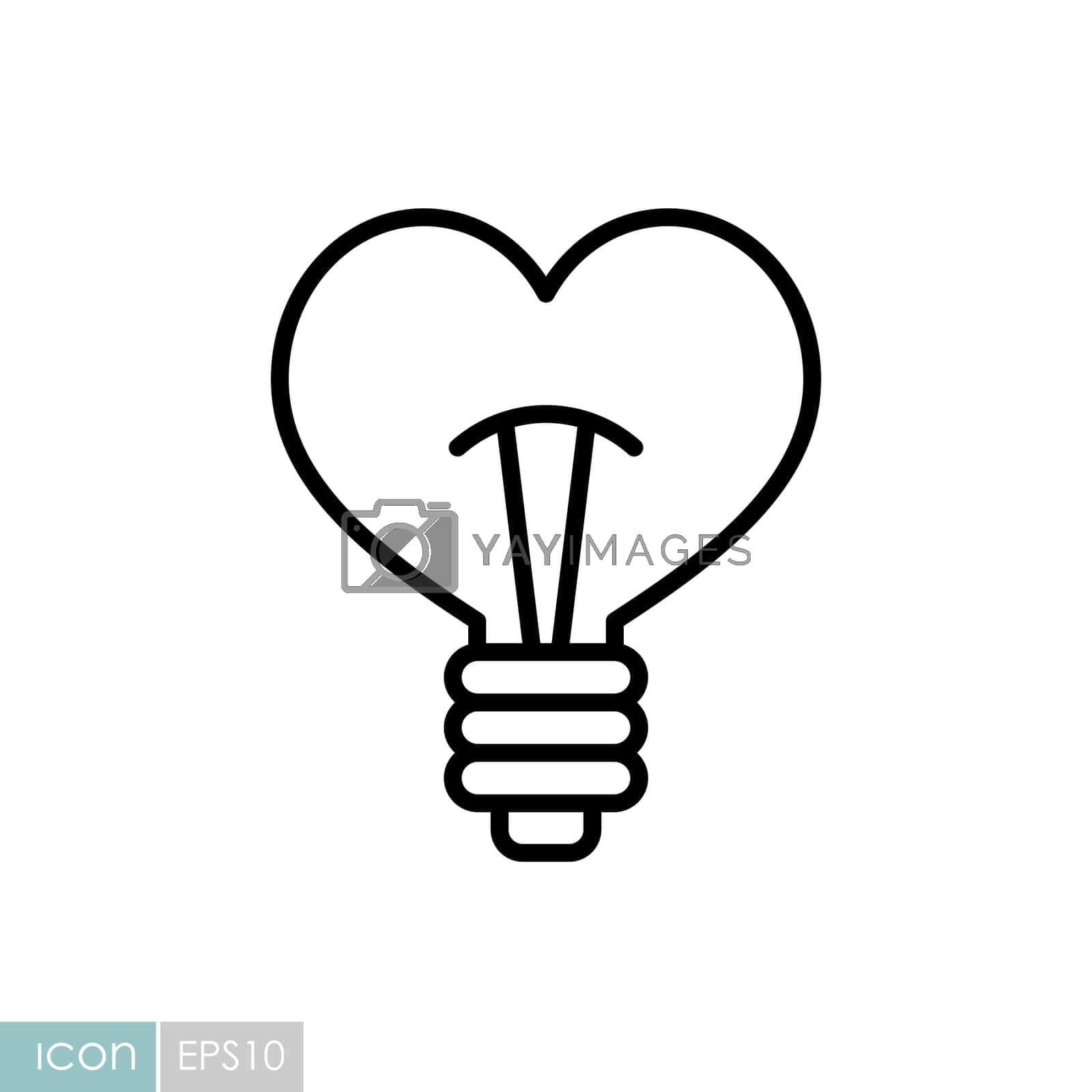 Royalty free image of Heart shape in light bulb vector icon isolated by nosik