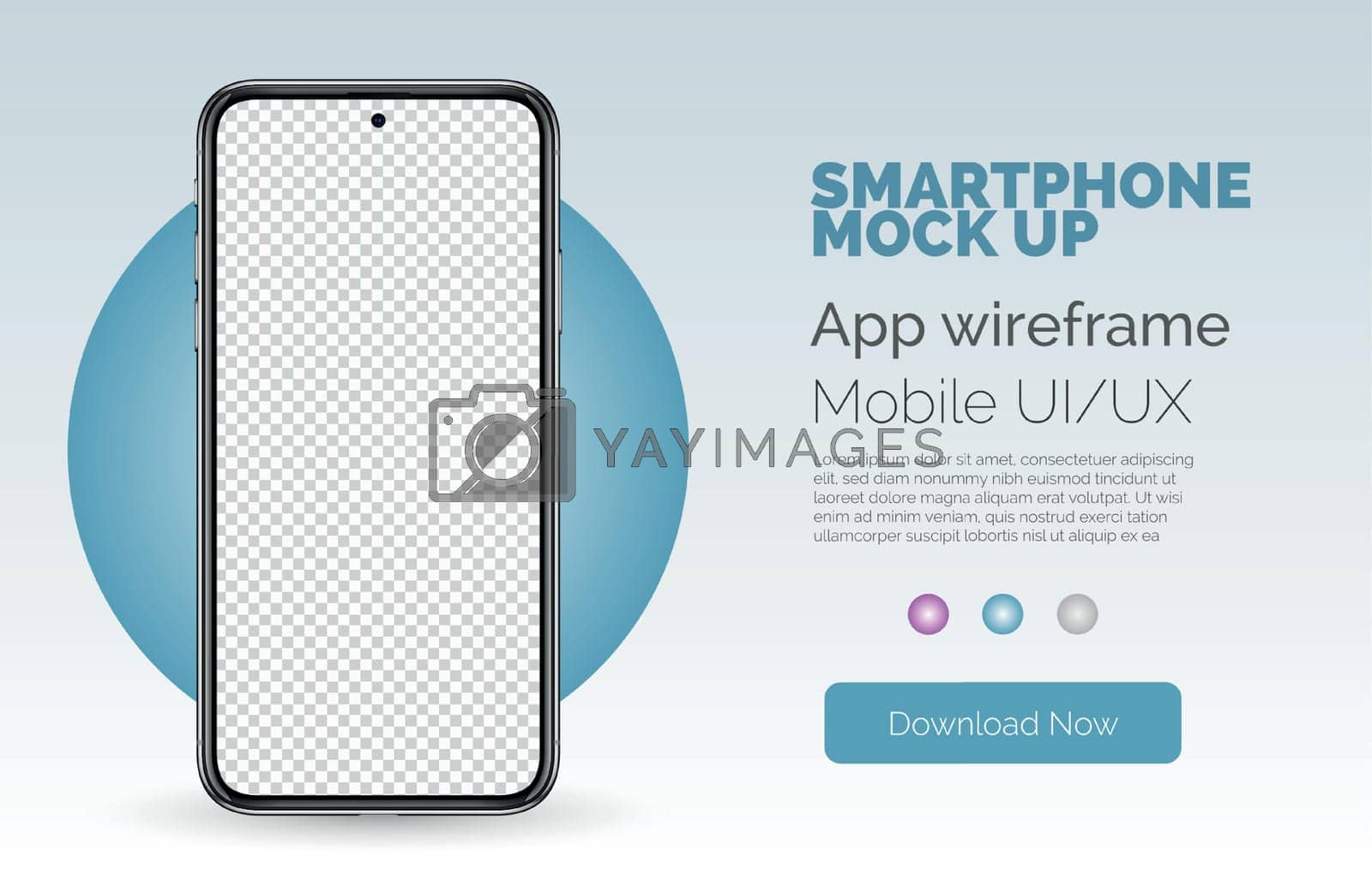 Royalty free image of Realistic smart phone mockup. Smartphone with transparent screen design. Cell phone black frame display front view mock up for presentation. Vector modern digital device template by voinsveta713
