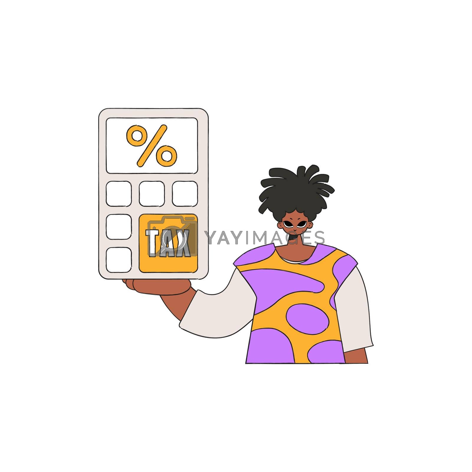 Royalty free image of A well-dressed man holds a calculator in his hand. Tax payment theme. by Javvani