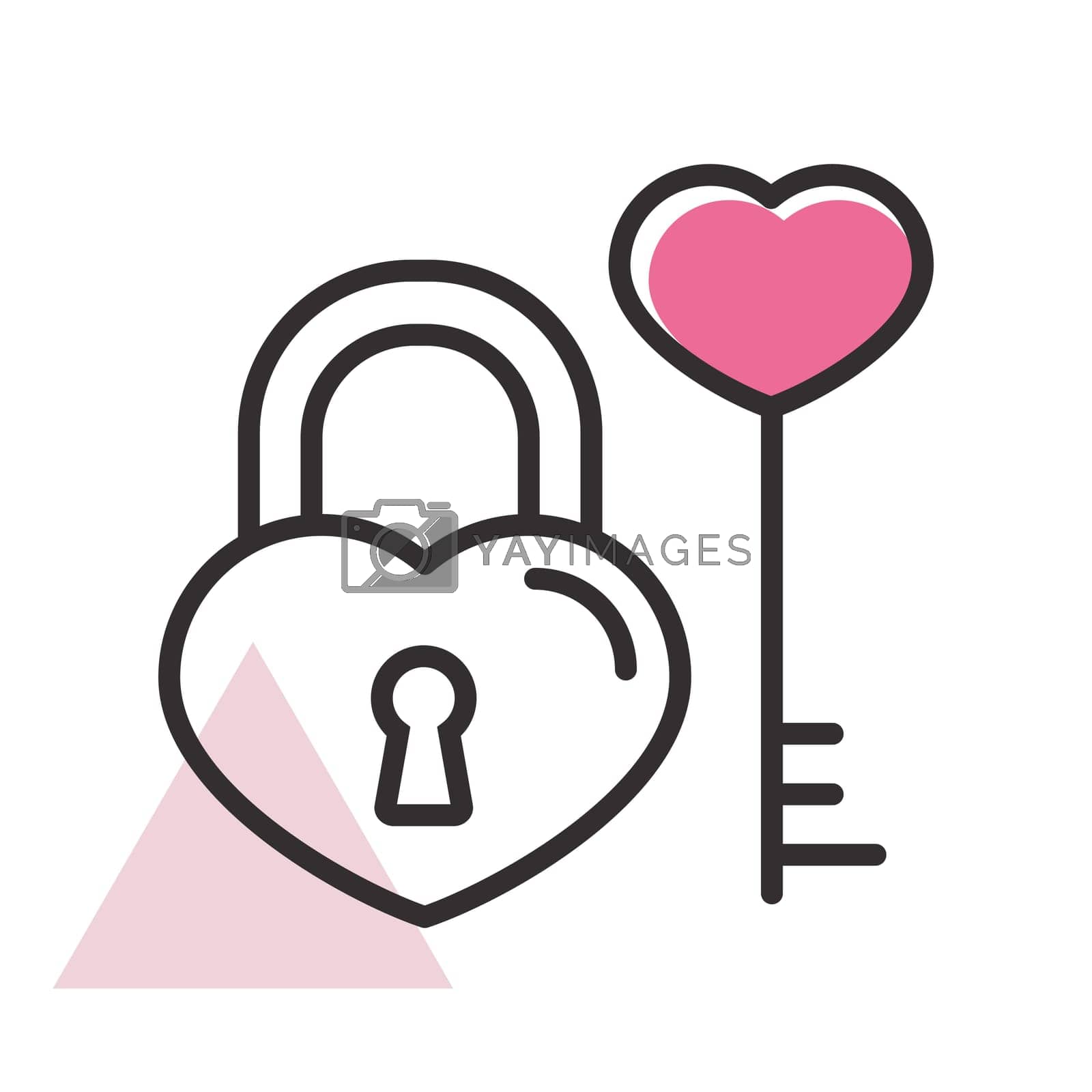 Royalty free image of Key and lock in heart shape vector icon by nosik
