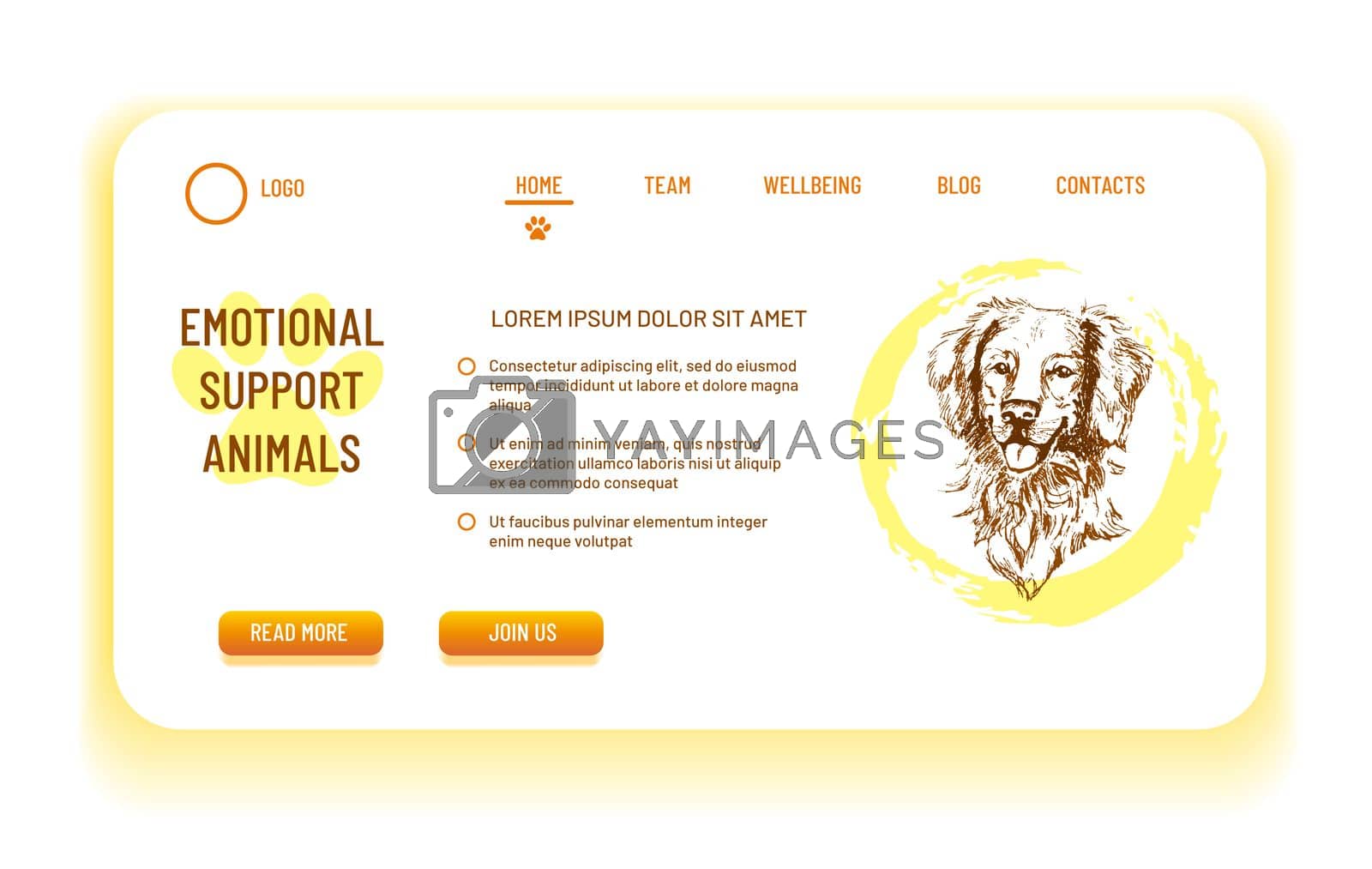 Royalty free image of Emotional support animal, golden retriever landing page by Verachana