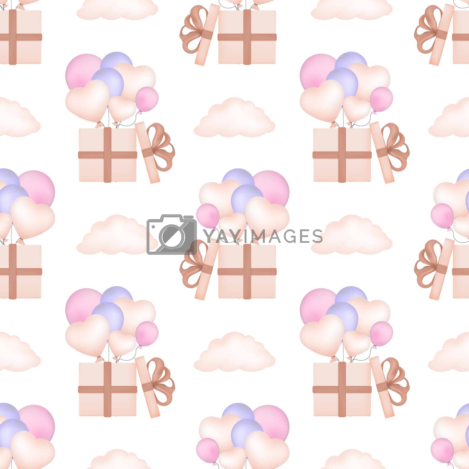 Royalty free image of Seamless vector pattern with balloons. Baby shower party ornament. Gentle pattern for babies and newborns. by annatarankova