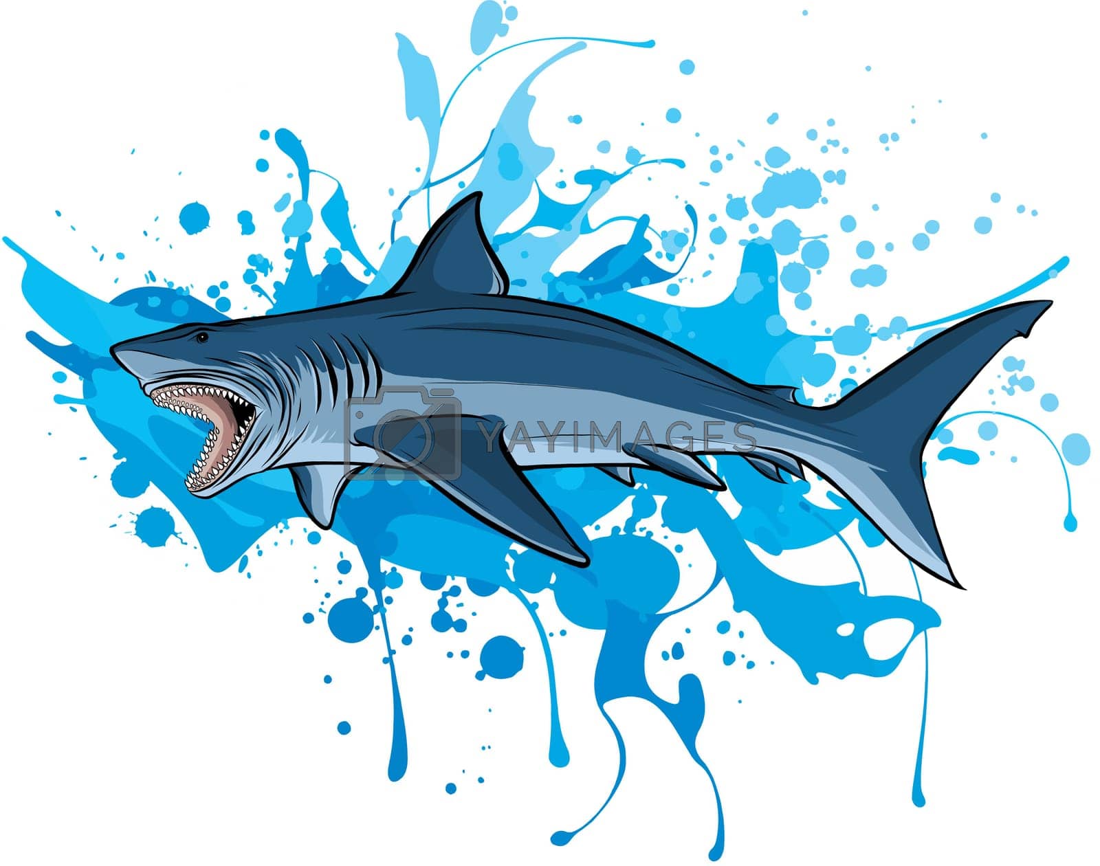 Royalty free image of Vector illustration of hand-drawn cartoon shark and typography . by dean