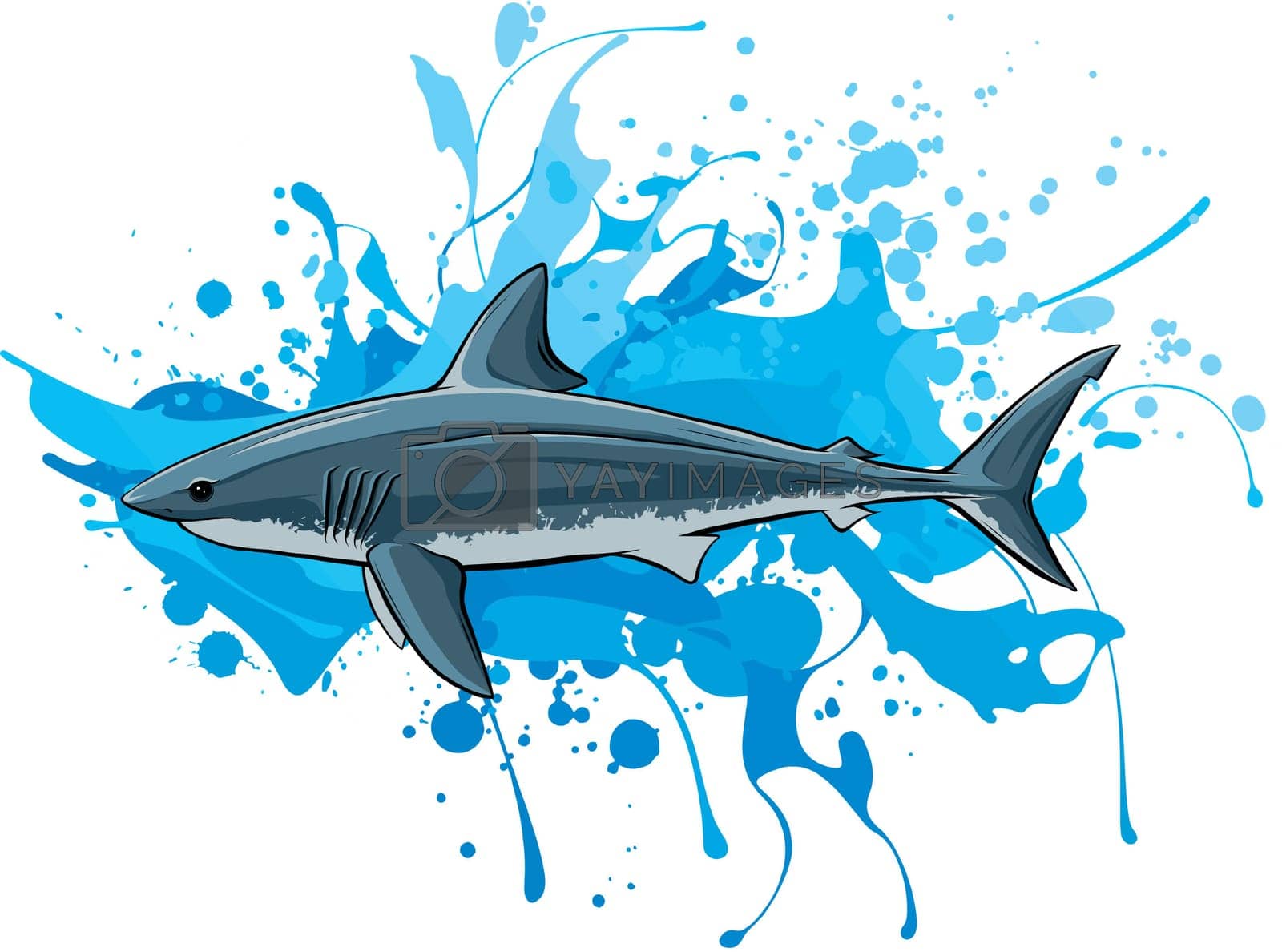 Royalty free image of Vector illustration of hand-drawn cartoon shark and typography . by dean