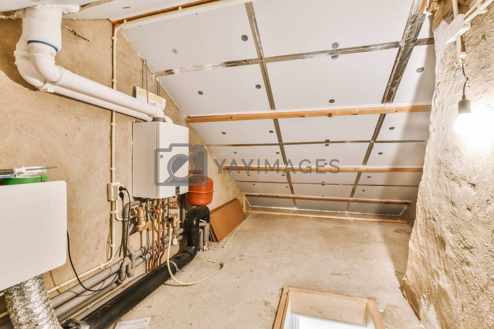 Royalty free image of a view of a room with pipes and a ceiling by casamedia