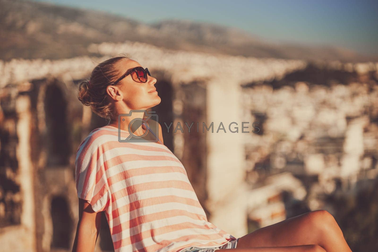 Royalty free image of Beautiful Woman in Greece summer vacation by Anna_Omelchenko
