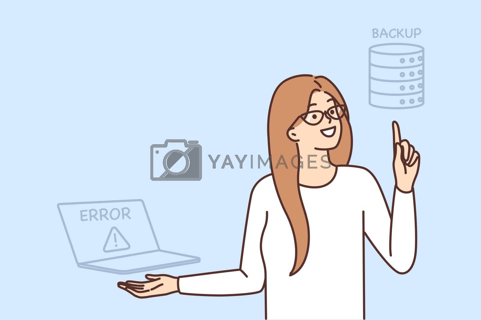 Royalty free image of Woman IT specialist wants to recover lost files from backup after laptop crash by Vasilyeu