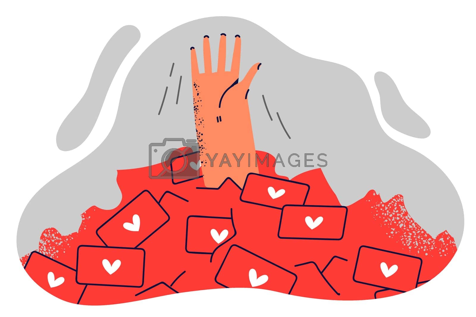 Royalty free image of Hand of man drowning in likes from social networks for concept of addiction to Internet gadgets by Vasilyeu