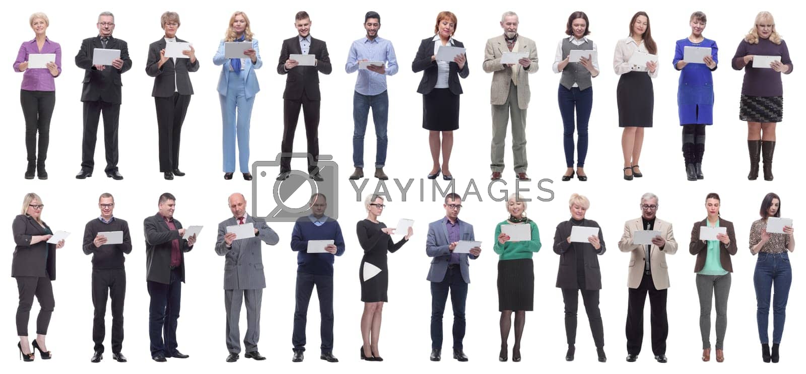 Royalty free image of group of people holding tablet and looking into it by asdf
