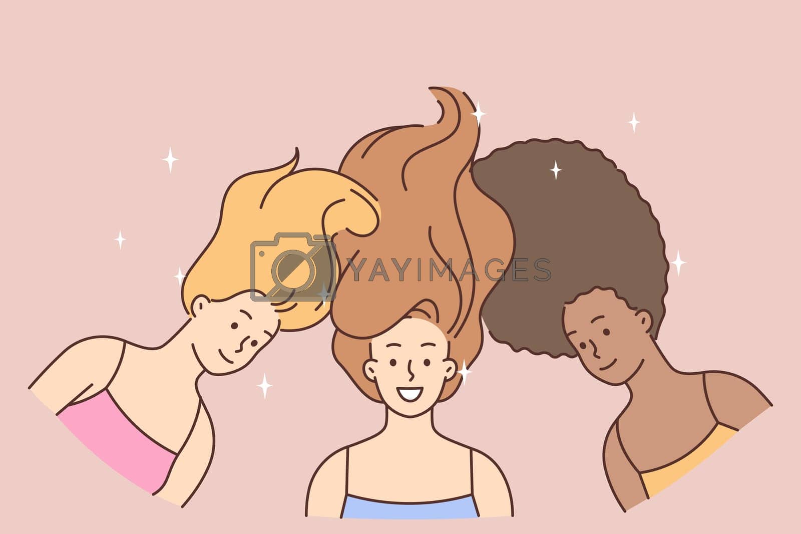 Royalty free image of Smiling diverse women show interracial beauty by Vasilyeu