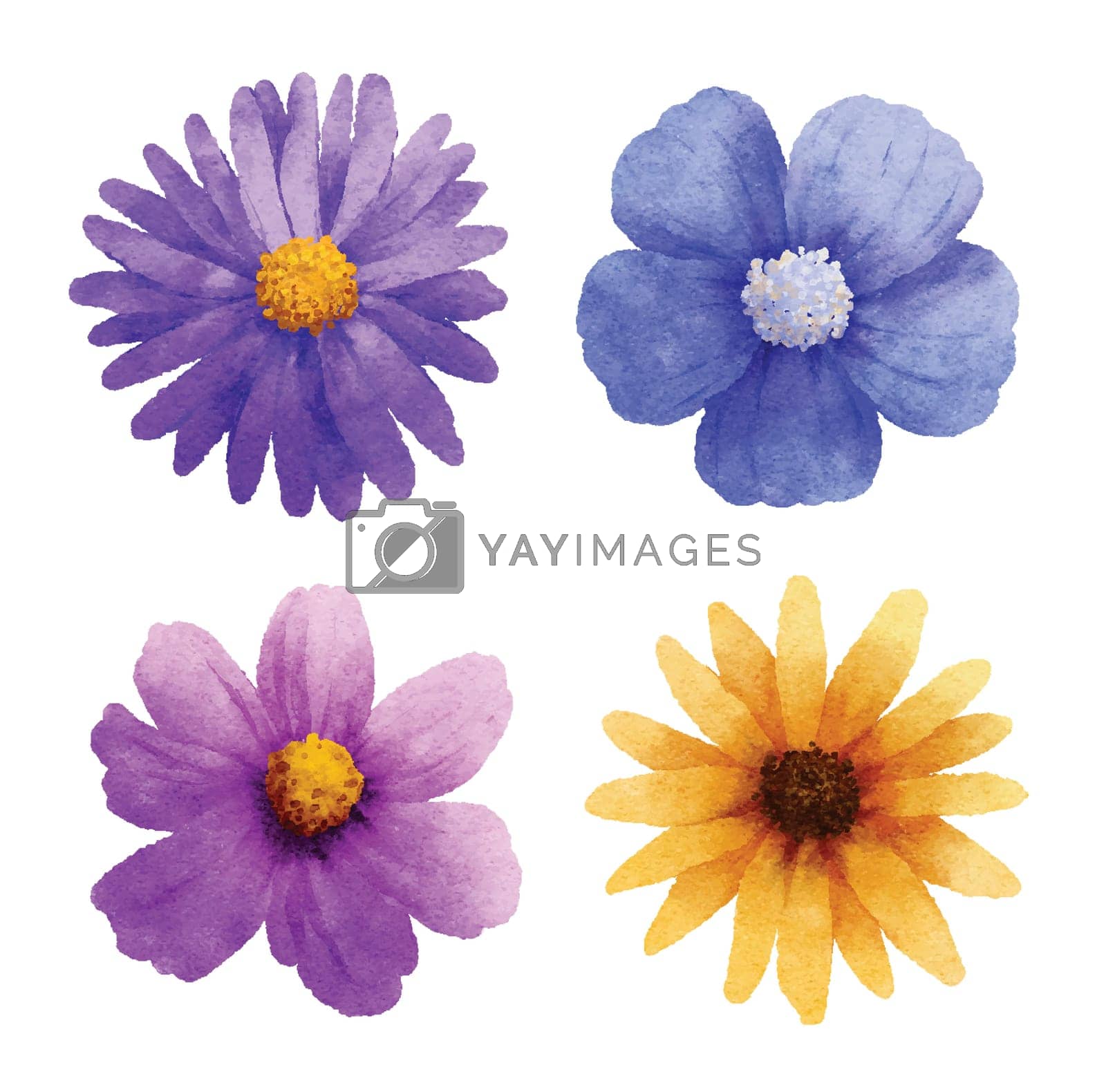 Royalty free image of Flowers set in watercolor style isolated on white background. by kaisorn