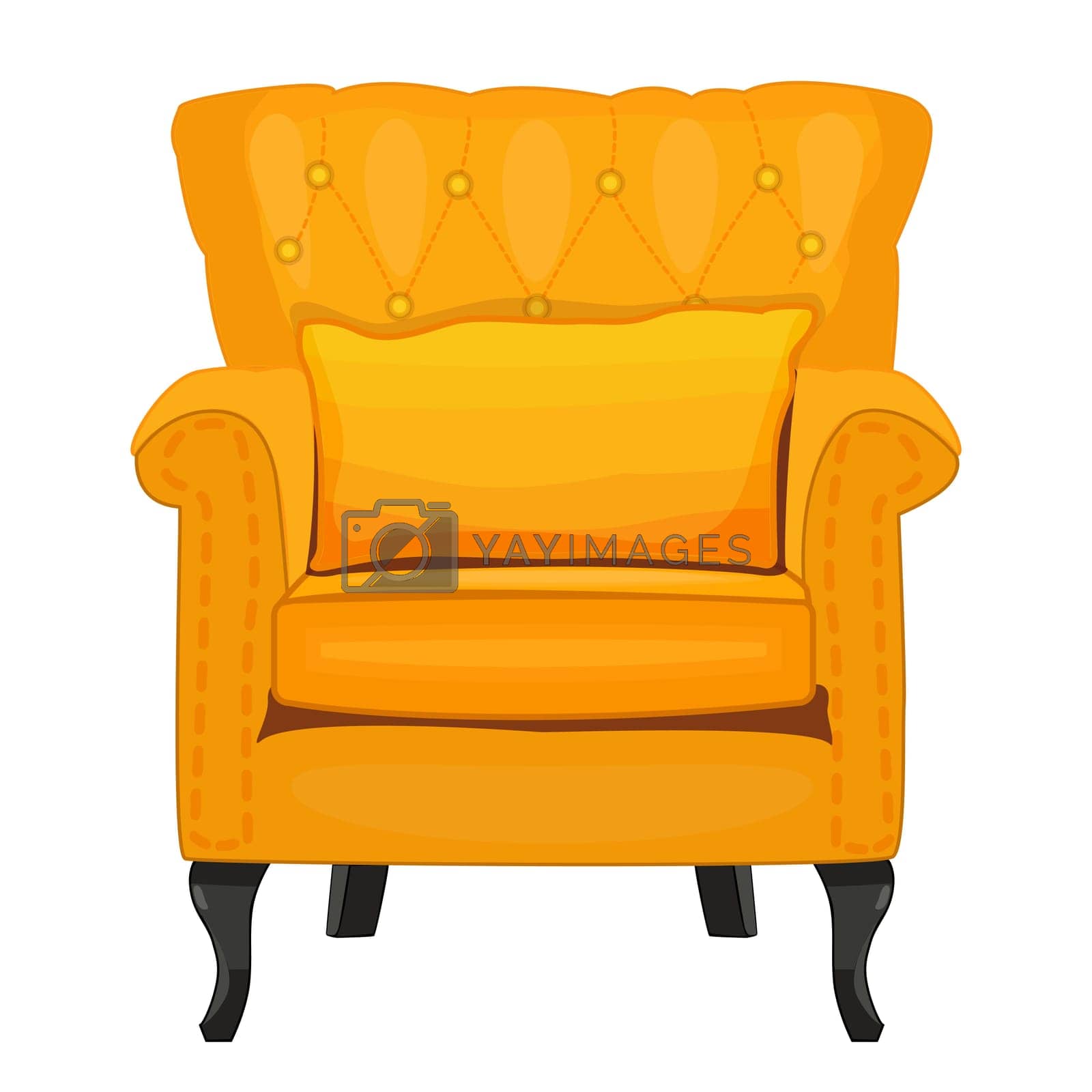 Royalty free image of Yellow armchair with pillow isolated on  white background. Soft armchair with upholstery. by KajaNi
