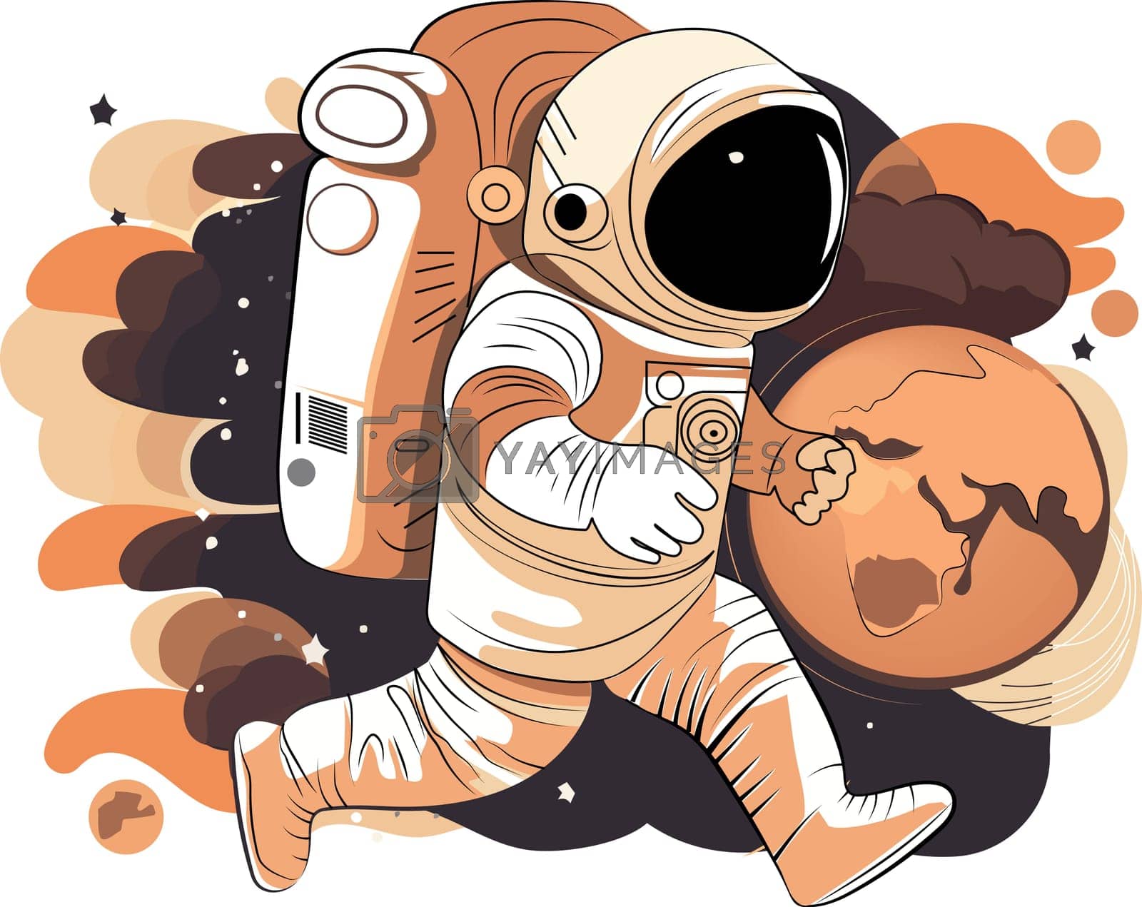 Royalty free image of Astronaut explores space being desert planet by milastokerpro