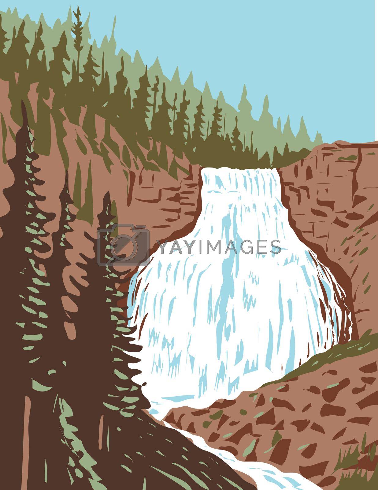 Royalty free image of Rustic Falls on Glen Creek Within Yellowstone National Park Within Yellowstone National Park Wyoming USA WPA Poster Art by patrimonio