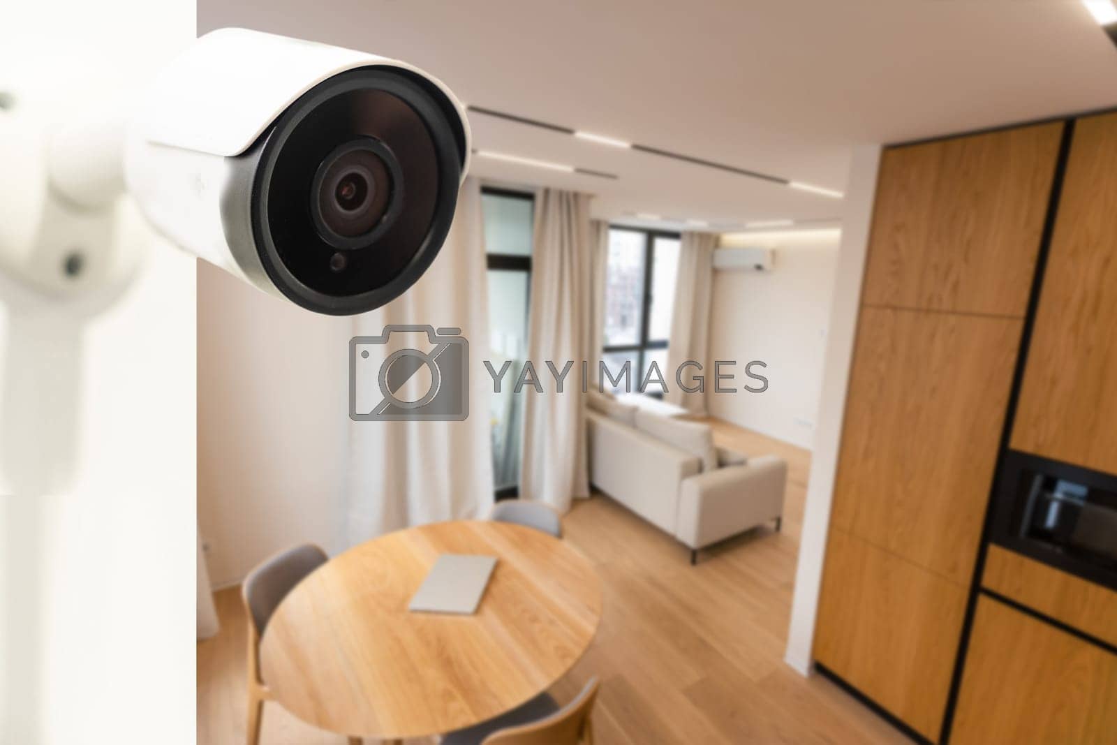 Royalty free image of Cctv camera system, home security technology outside security by Andelov13
