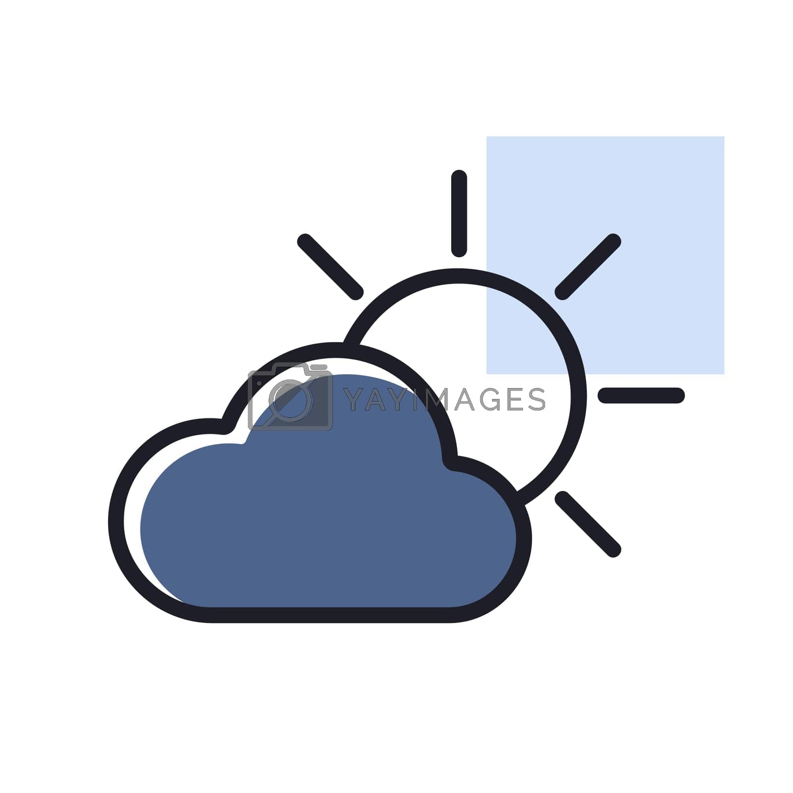 Sun and cloud vector icon. Meteorology sign. Graph symbol for travel, tourism and weather web site and apps design, logo, app, UI