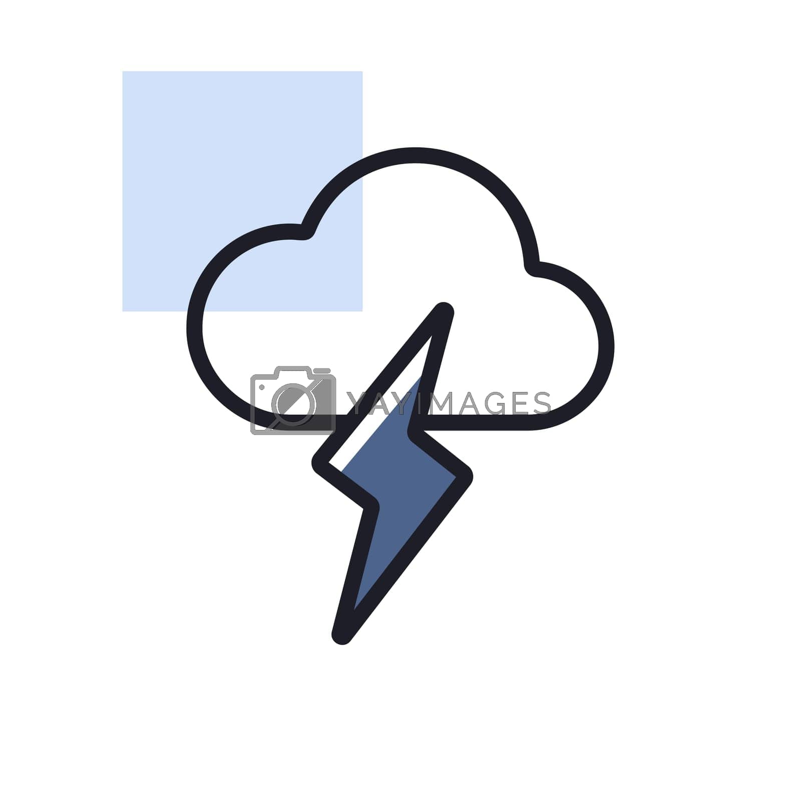 Cloud with lightning vector icon. Meteorology sign. Graph symbol for travel, tourism and weather web site and apps design, logo, app, UI