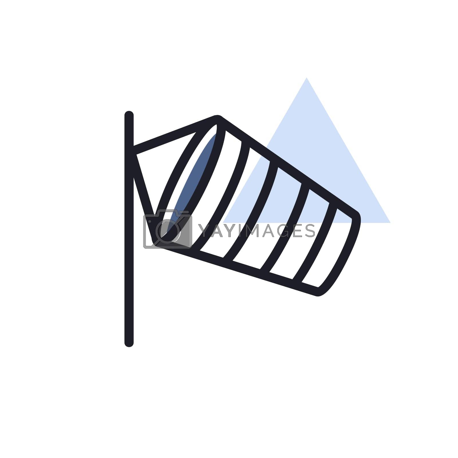 Windsocks hanging at the airport runway vector icon. Meteorology sign. Graph symbol for travel, tourism and weather web site and apps logo, app, UI